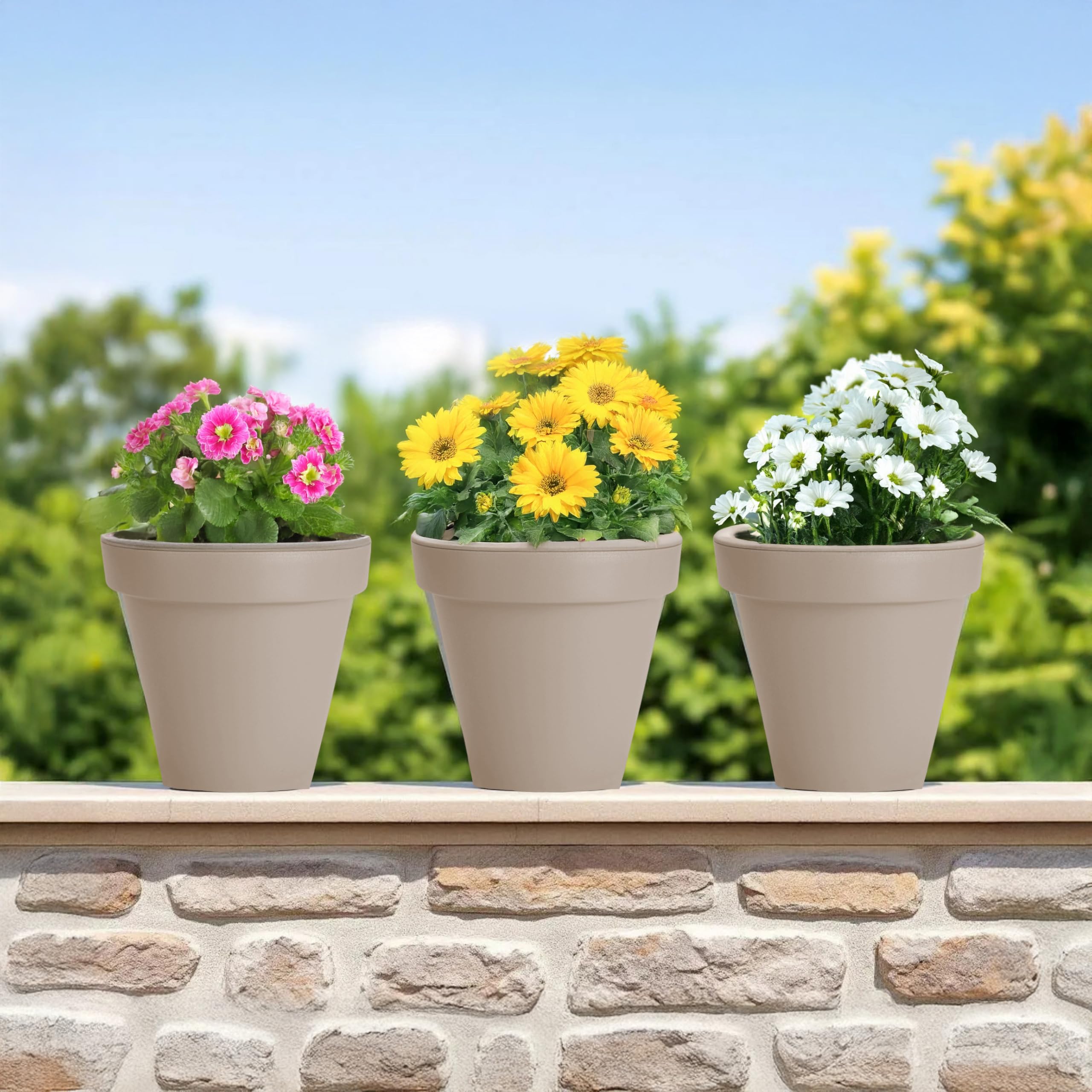 Pot De Fleurs Rond XXL 58cm Vert Menthe - Plastique Résistant Pour Intérieur/Extérieur