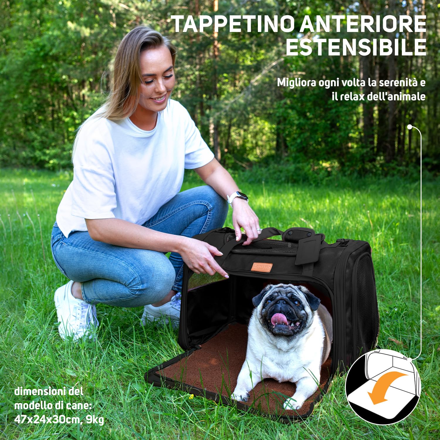 PETPROVED Trasportino Gatto Trasportino per Cani Taglia Piccola Media Trasportino Gatto Grande Trasportino Cane Auto Trasportino Gatto Morbido Per Cani Borsa Trasportino Gatto