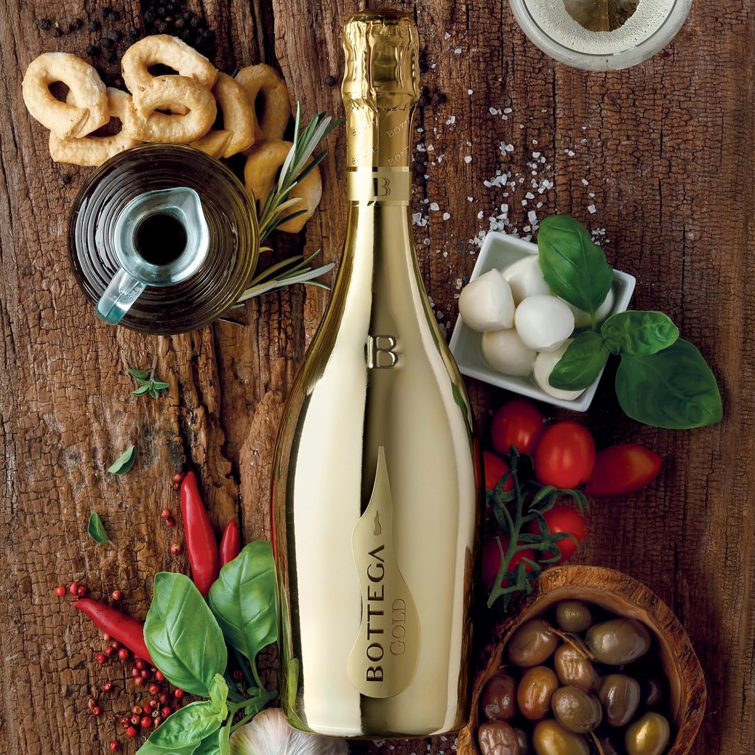 Bottega Confezione Glamour Gold - 1 Gold Prosecco DOC 750ml & 2 Calici Riviera