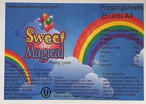 Miniatura 3 de SWEET & MAGICAL Sistema de impresión, papel de oblea, 25 unidades, A4 8-1/2 X 10-1/2 Área imprimible, color blanco