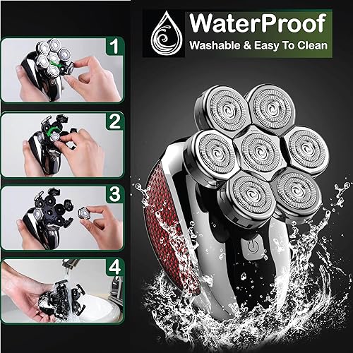 Miniatura 2 de Afeitadoras de cabeza para hombres calvos, afeitadoras eléctricas desmontables mejoradas para hombres, maquinilla de afeitar eléctrica impermeable