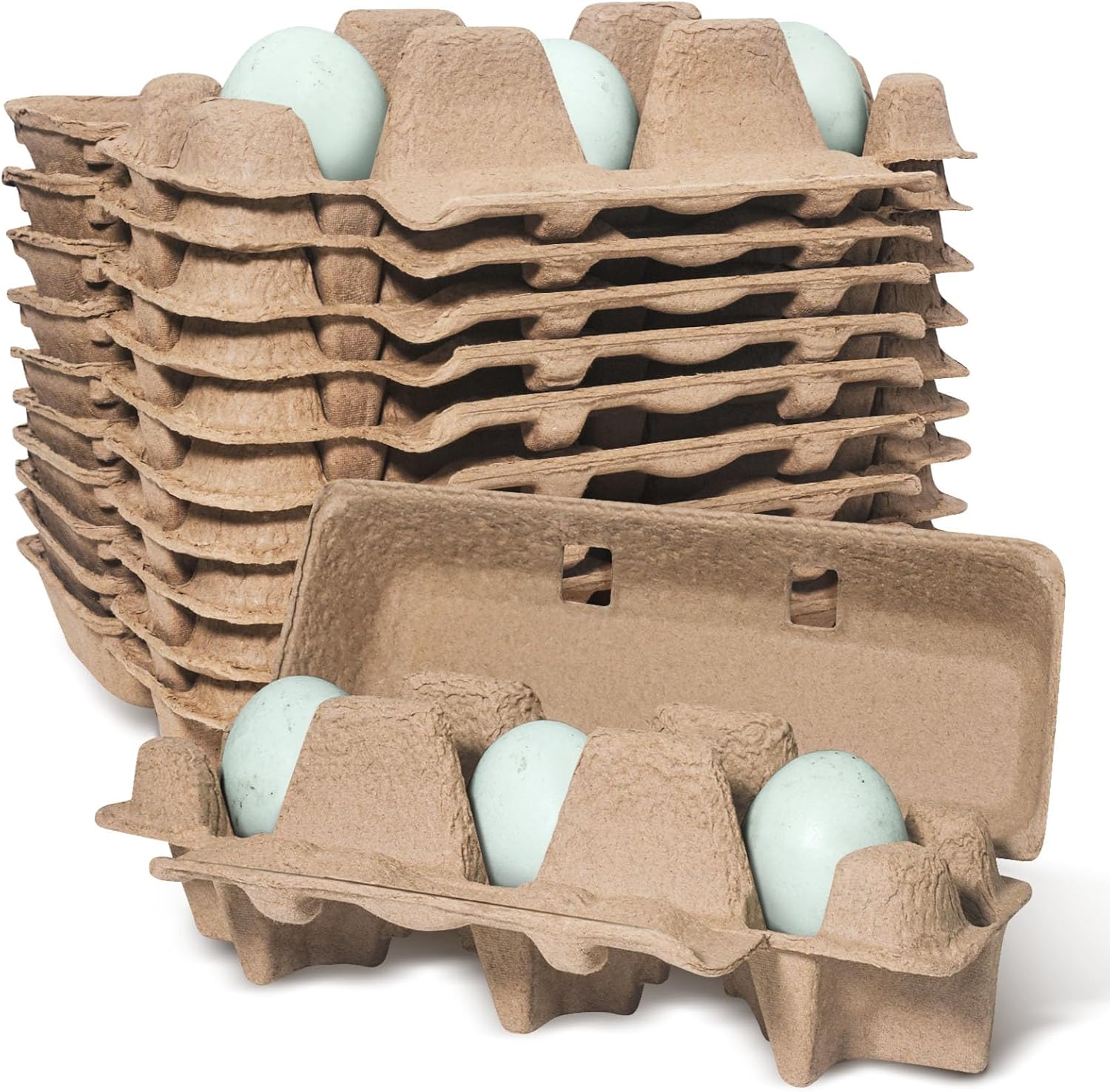 tutata Upgraded Duck Egg Cartons, 1/4 Dozen Jumbo Egg Carton, 3 Cell Duck Egg Boxes, Blank Top, 15 Pack