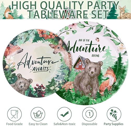 Miniatura 3 de 96 piezas de decoración de fiesta de aventura que espera, suministros de aventura para fiestas, platos de aventura que espera, servilletas,
