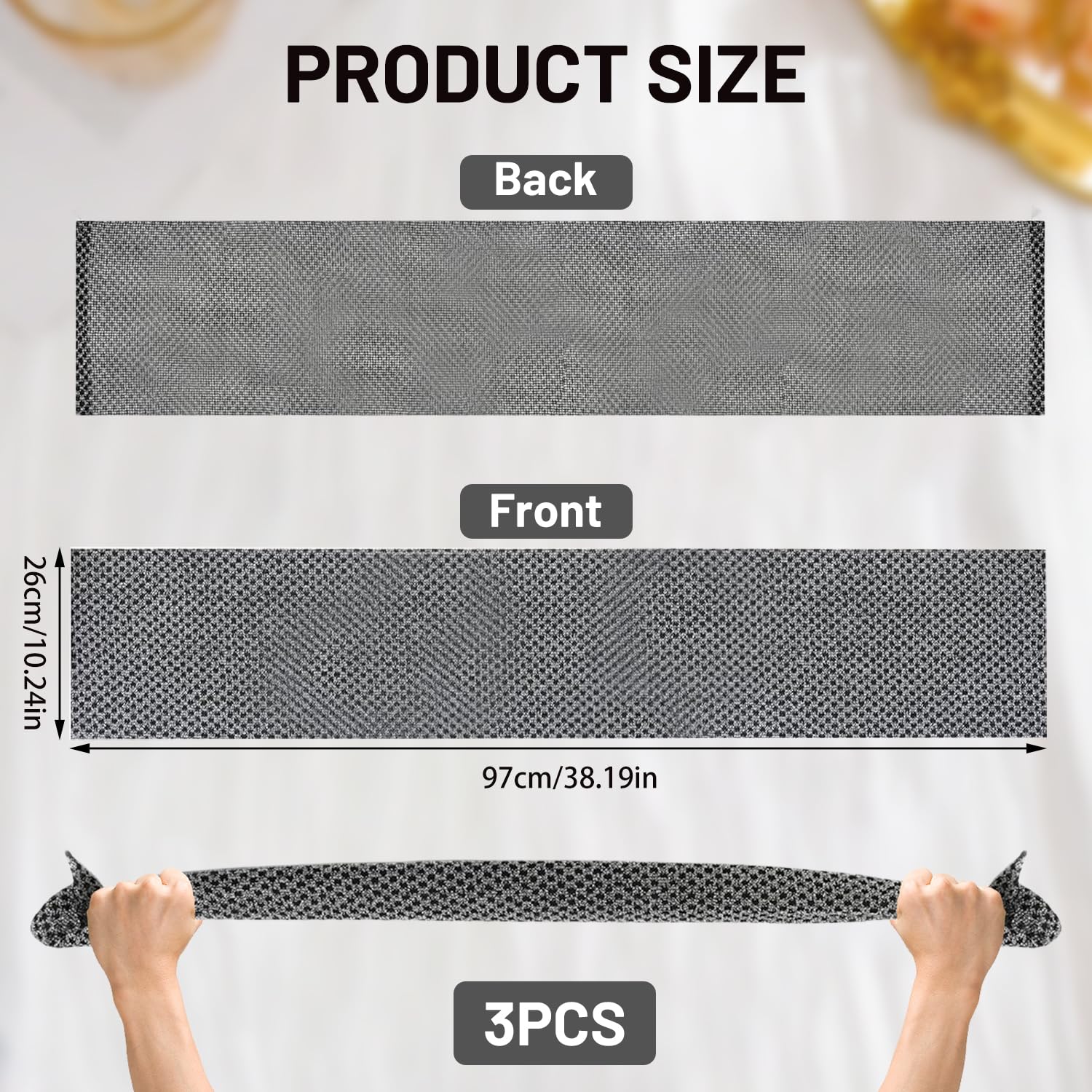 Lot de 3 Serviettes Exfoliantes, Serviette de Douche Antibactérienne Longue, Gommage du Corps pour Homme et Femme, Élimination des Peaux Mortes, Noir