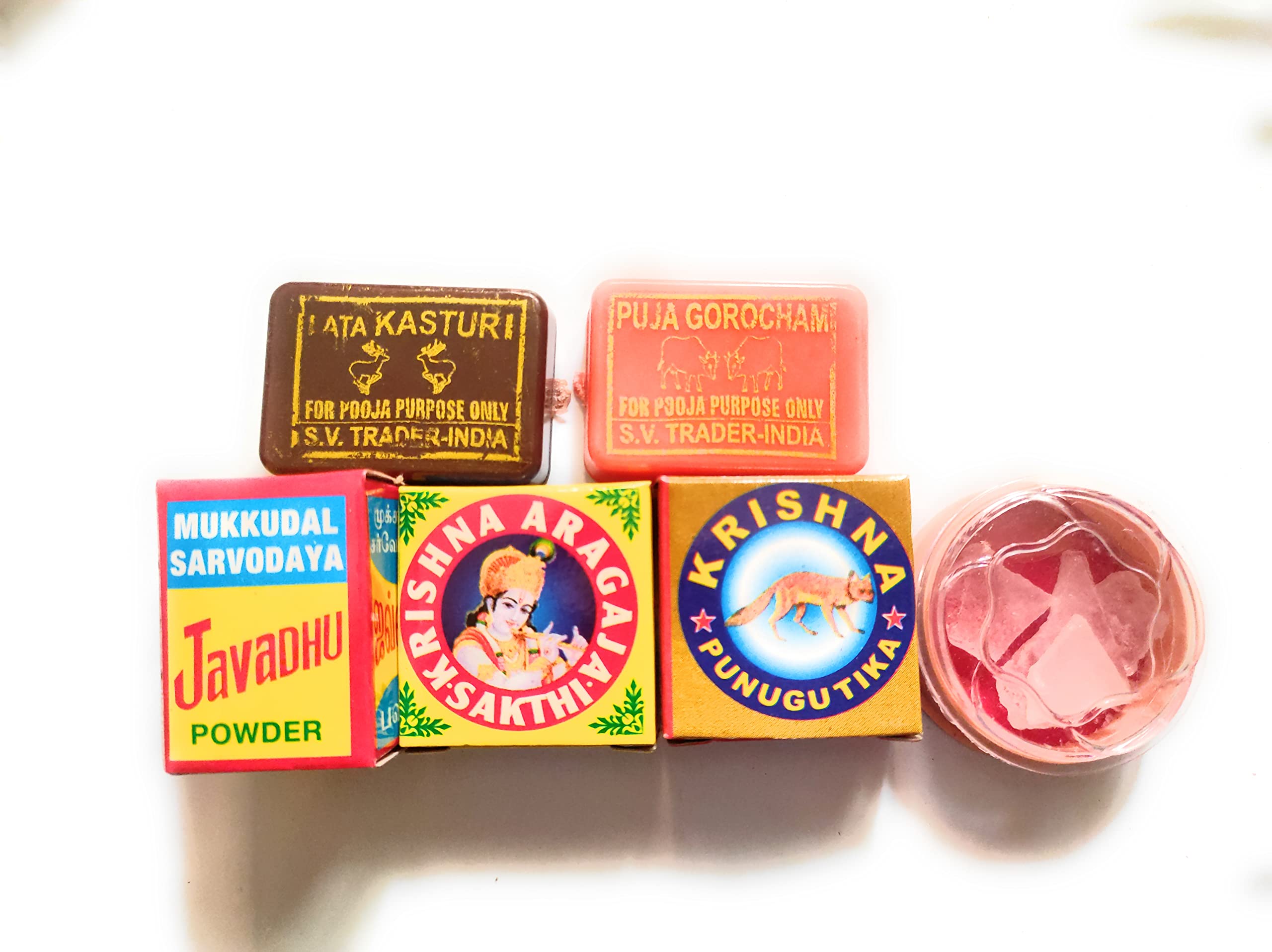 Abiria divine poja pack of 6 items Javadhu,Punugu,Aragaja,Gorochan,Kasturi and Pachakalpooram