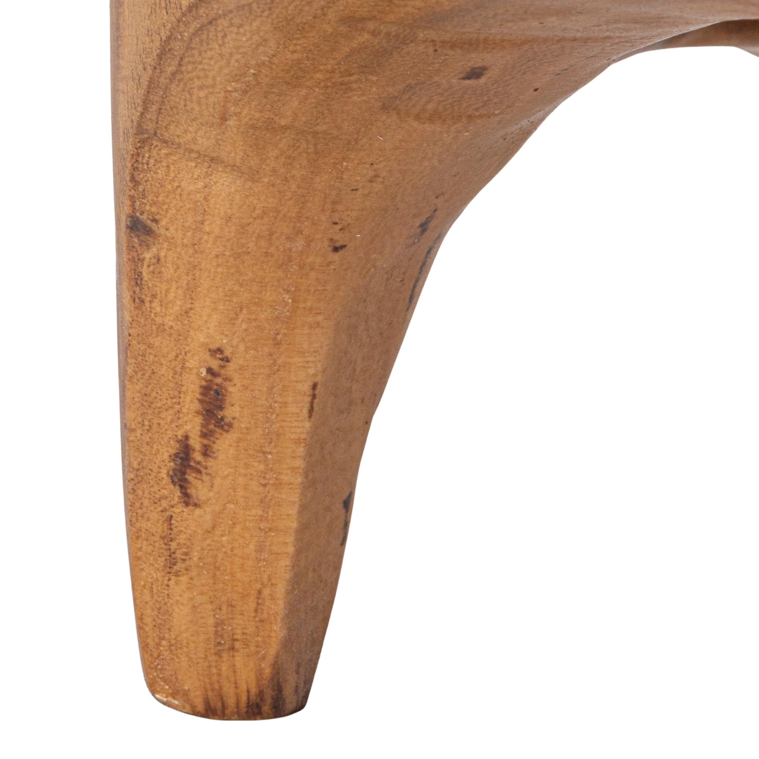 Creative Co-Op Hand-Carved Wood Side Table, Walnut Finish
