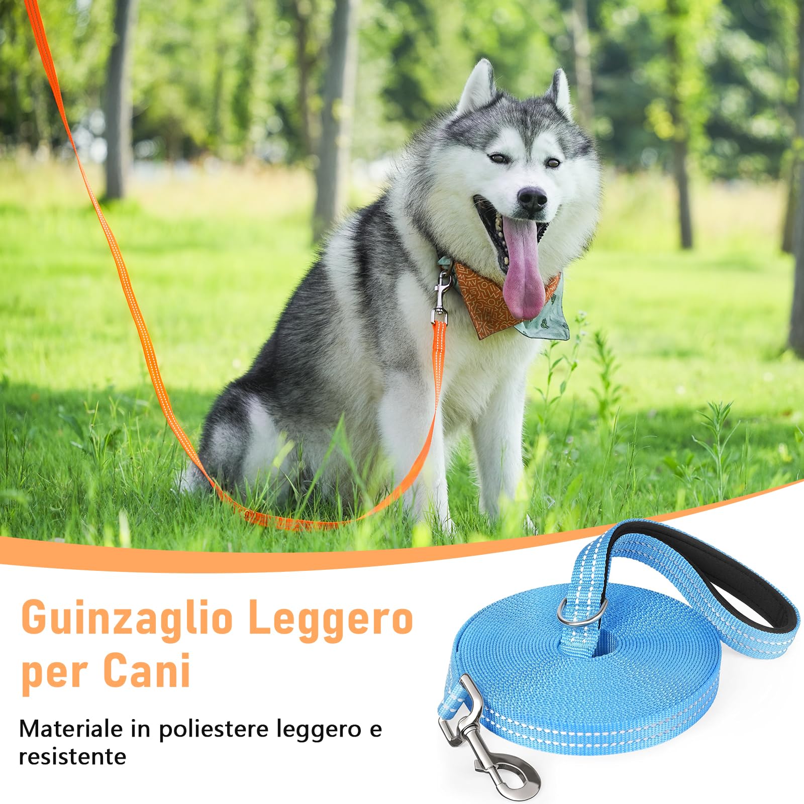 X XBEN Guinzaglio Addestramento per Cani Resistente e Leggero, 3M 5M 10M 15M 20M 25M 30M 50M Lunghina per Cane, Guinzaglio per Cani Con Impugnatura Comfort e fibbia a D, per Tutti i Cani
