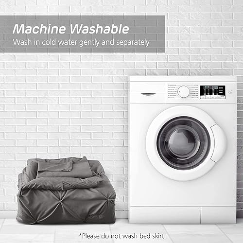 Miniatura 6 de Juego de cama en una bolsa  Juego de 8 piezas de edredón plisado, juego de edredón alternativo de microfibra Pintuck