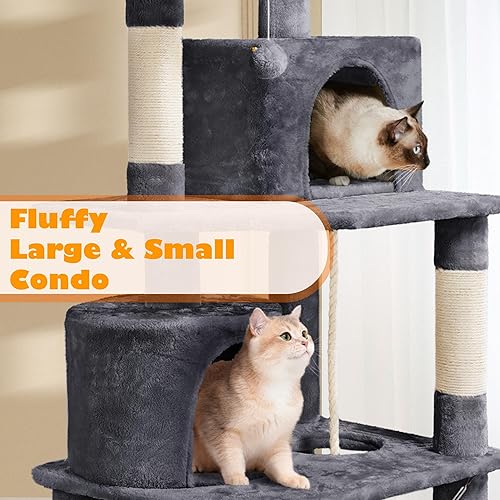 Miniatura 85 de Yaheetech Torre para gatos, árbol de gato de 70.5 pulgadas para gatos de interior, árbol trepador de varios niveles con condominio y perchas