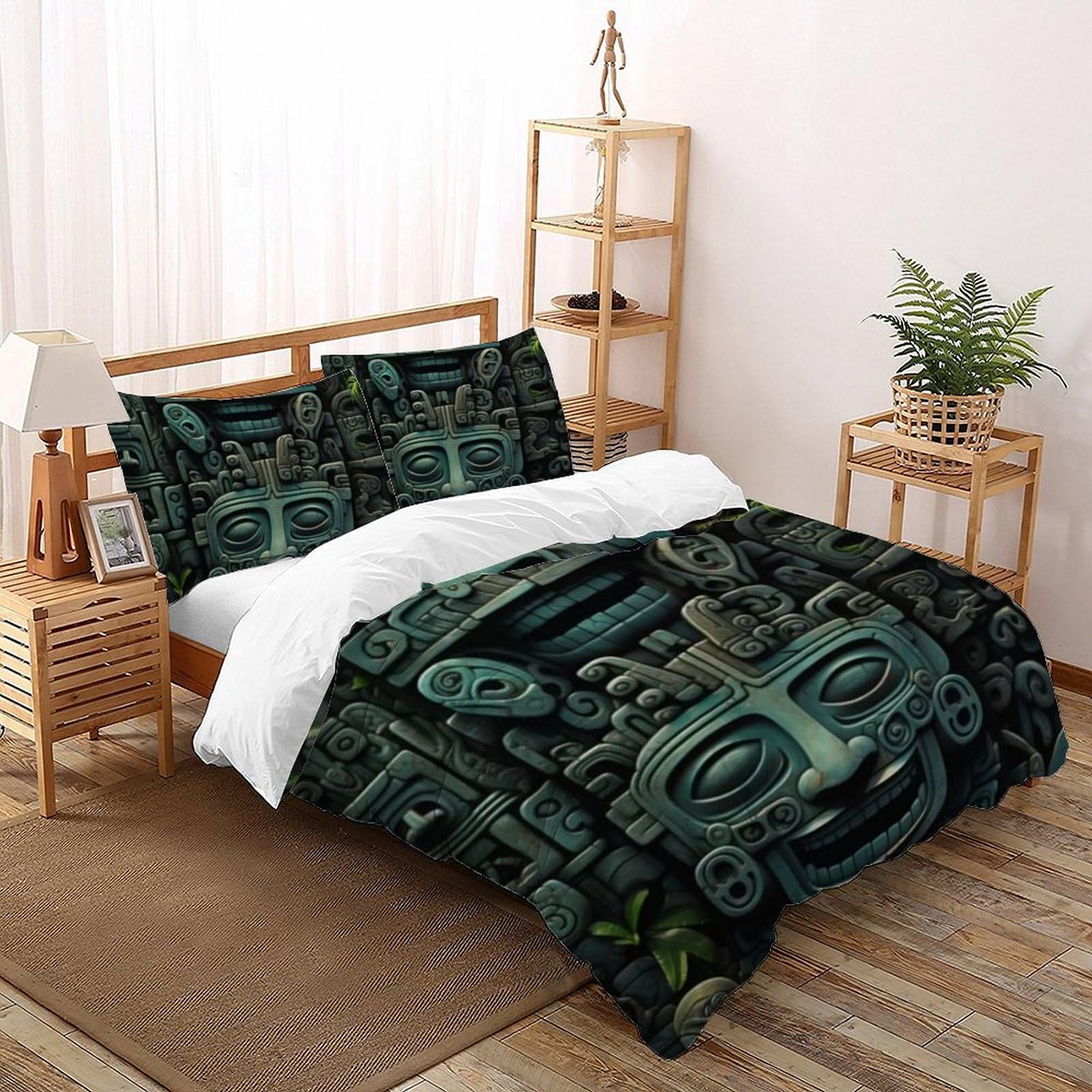 Housse de couette microfibre totem tissu haute densité imprimé 3D durable