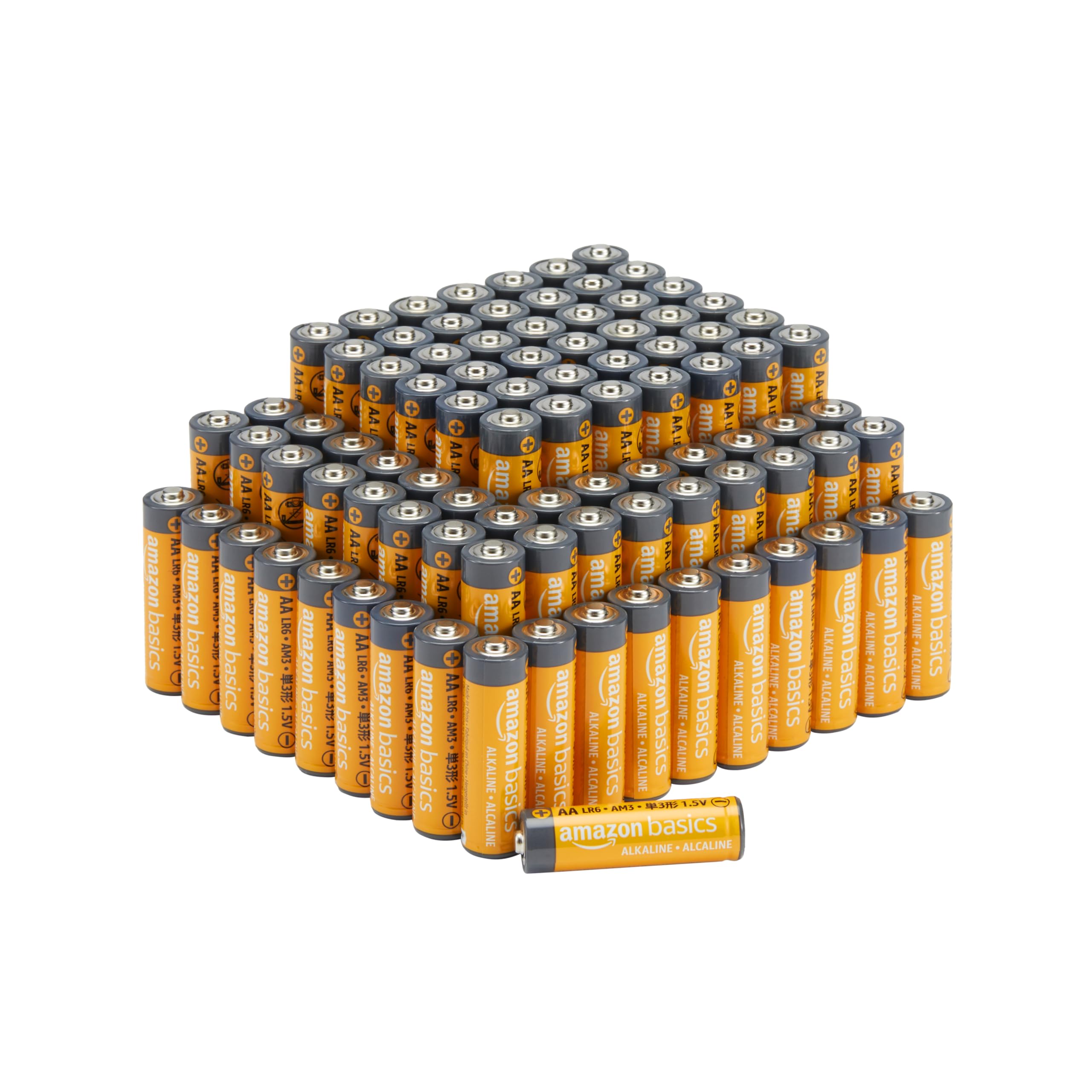 Amazon Basics AA 1.5 Volt Performance Alkaline Batteries, 100-Pack (Appearance may vary)