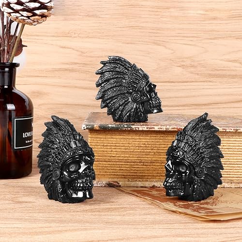 Miniatura 4 de LEADGEM Figura de calavera de cristal de cuarzo transparente de 2.7 pulgadas, escultura de cabeza de calavera india americana, decoración del día de