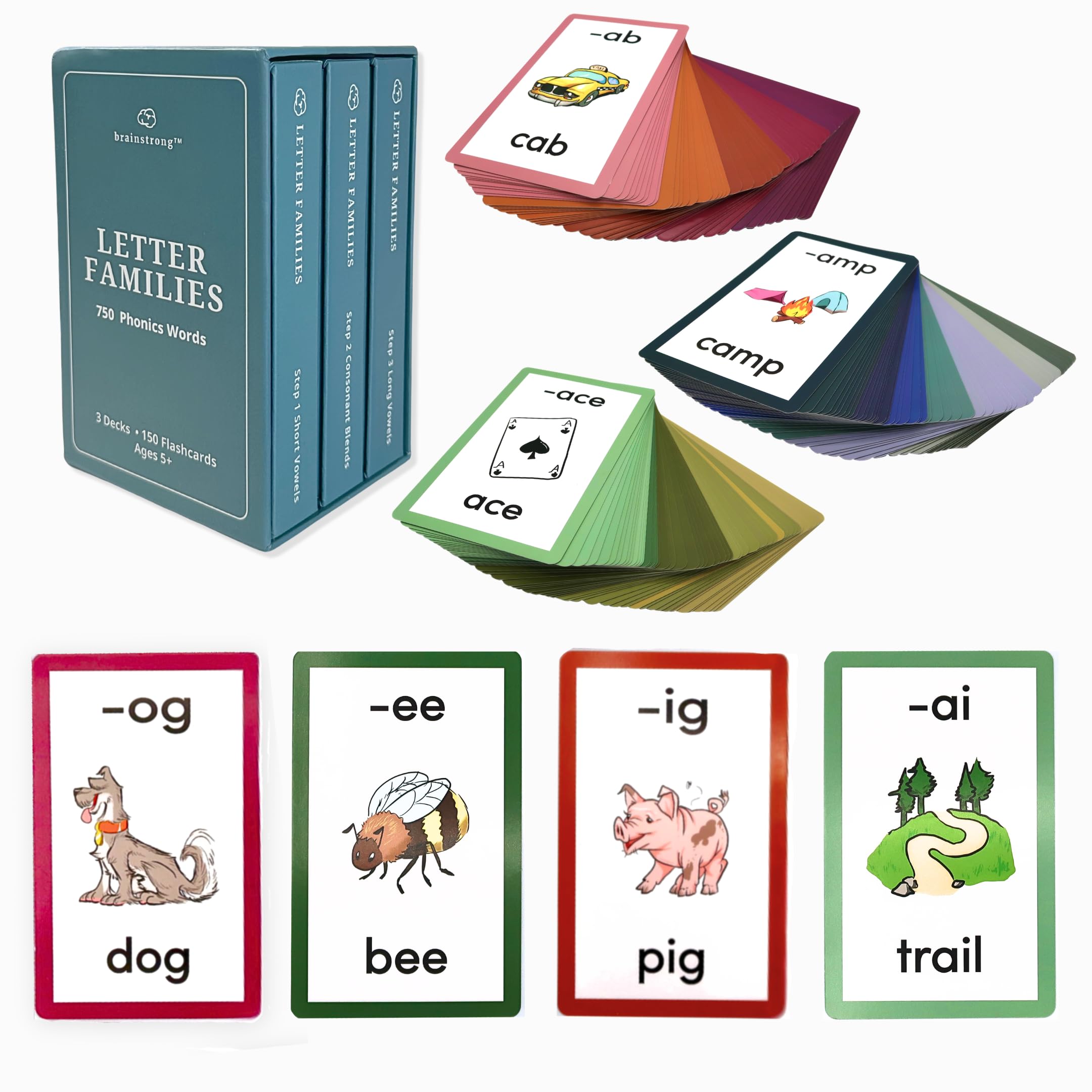 750 Phonics Words | Learn to Read Kindergarten 1st Grade | Reading Mastery Ages 5-8 | Short/Long Vowels & Consonant Blends | Letter Families Premium 3 Box Set