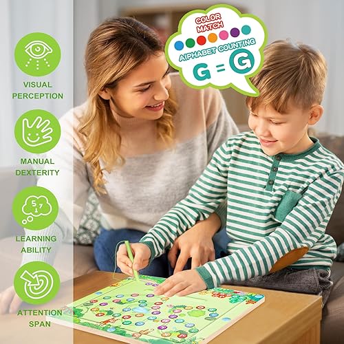 Miniatura 6 de MGparty Laberinto magnético de números del alfabeto, juguetes Montessori para niños de 3, 4, 5 años, tablero de rompecabezas de madera para niños,