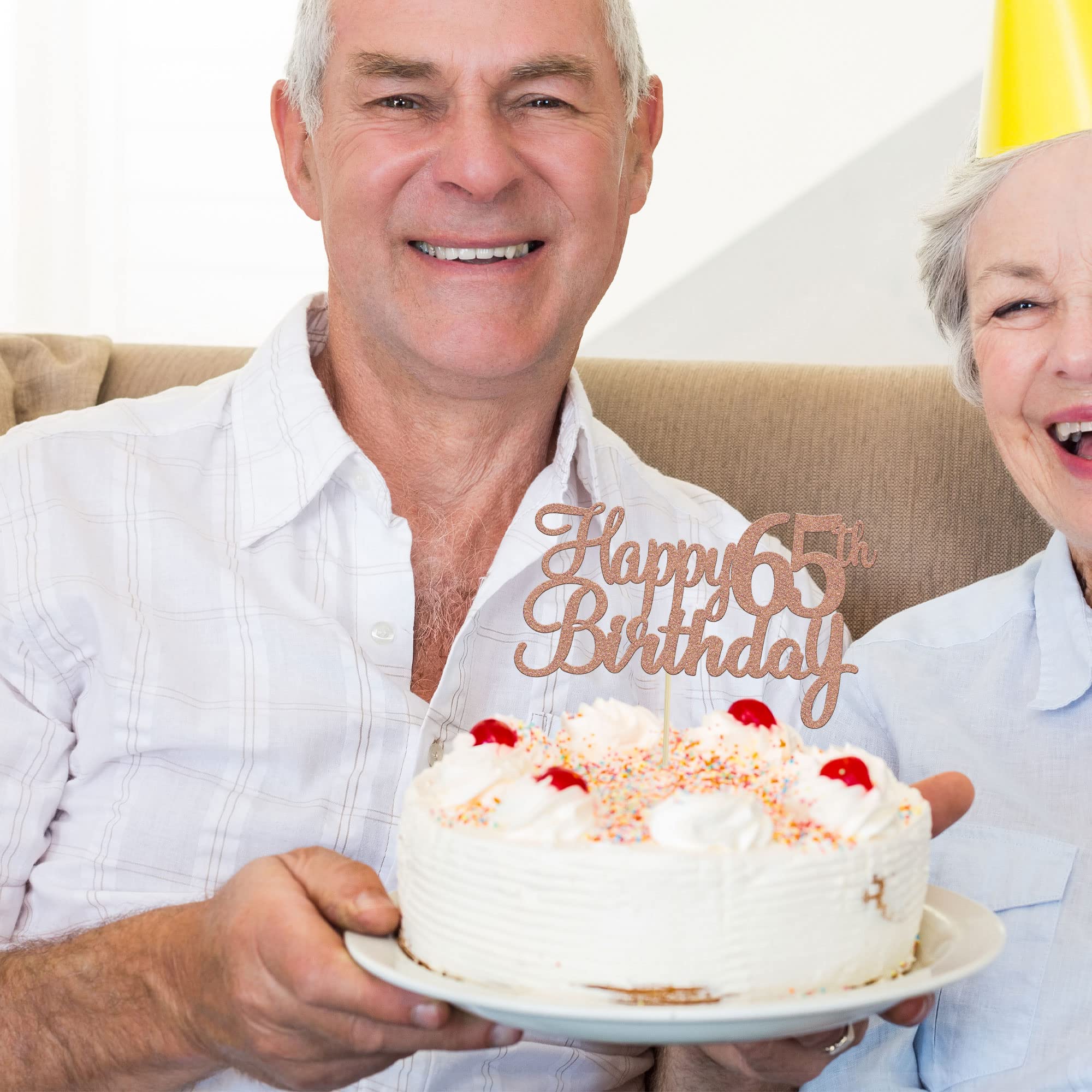 Donoter Lot De 50 Décorations Pour Cupcakes 65e Anniversaire Motif Numéro 65 Doré