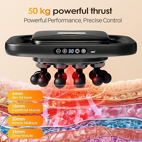 Miniatura 2 de Juego de pistolas de masaje de 20 cabezas, masajeador de percusión de tejido profundo con 3 modos y 30 intensidades, masajeador muscular para