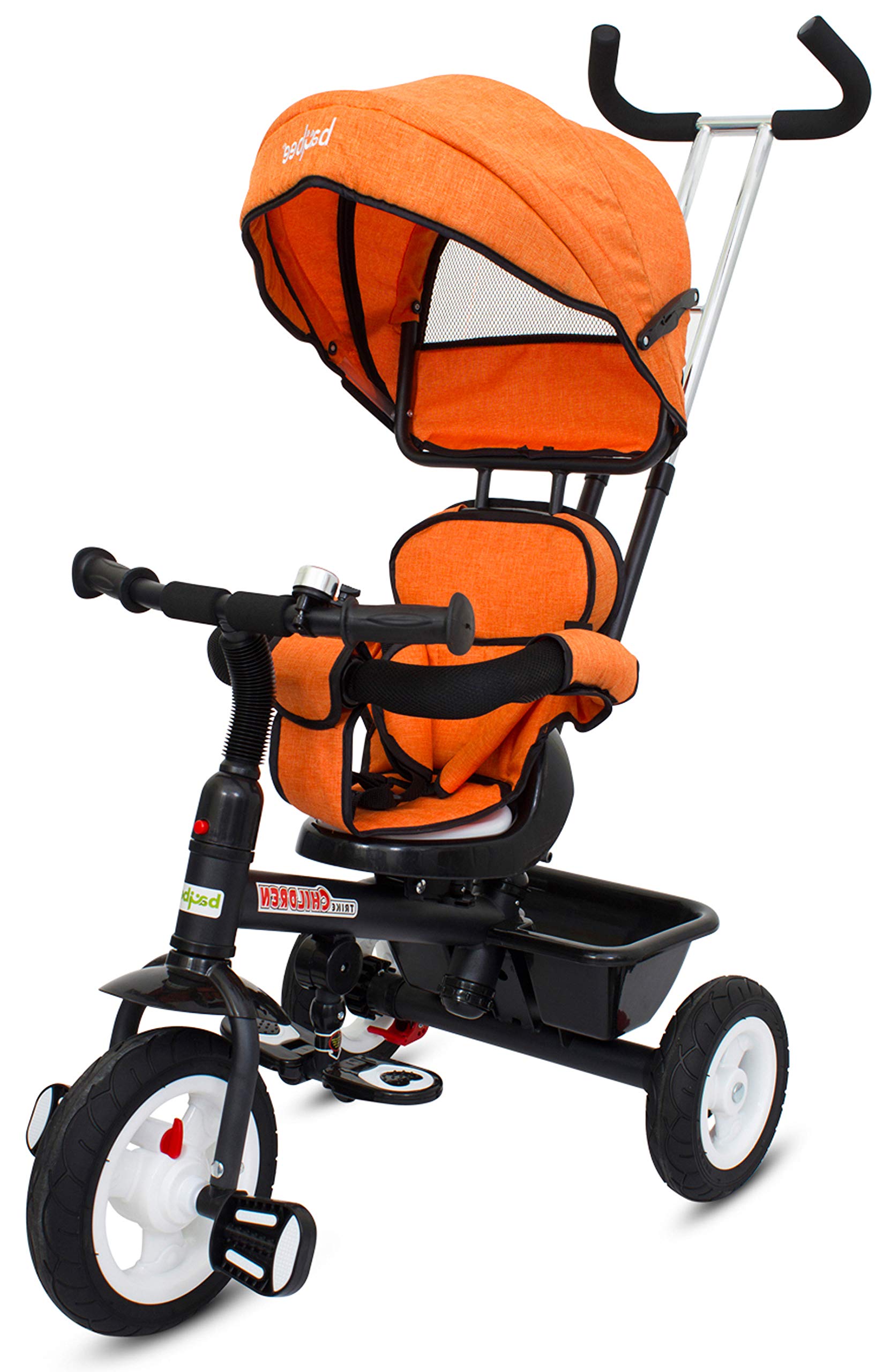 Baybee Mario 3 in 1 Baby Tricycle for Kids | Smart Tricycle with Parental Push Handle, 360° Rotatable Seat & Canopy | Kids Cycle Trikes | Baby Cycle for Kid 1.5 to 5 Years (Orange)-image-45