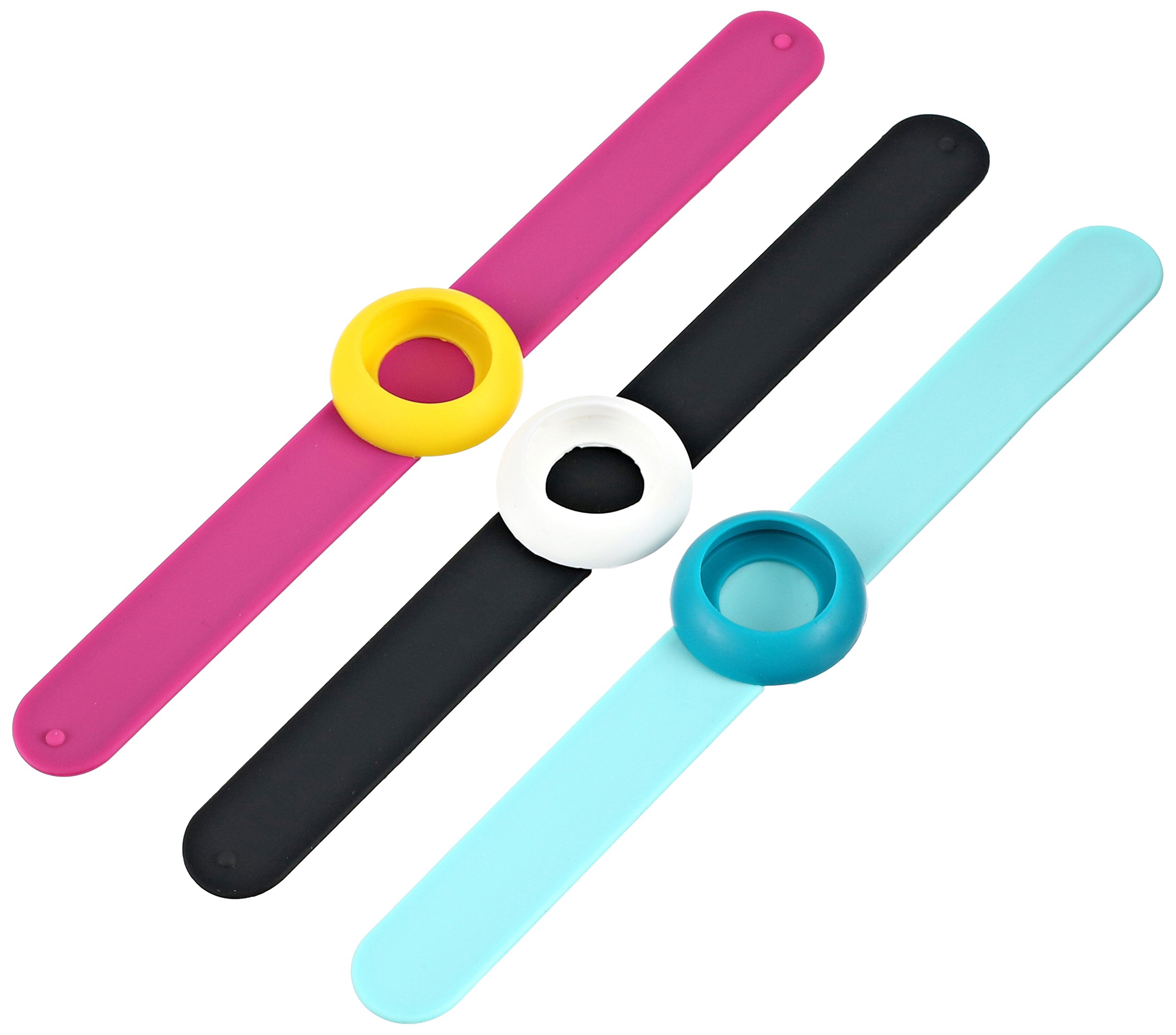 TKOORLOGI Women's TK591X3 Slap Watch Accessory Pack 3 Sets Black Turquoise Fuchsia