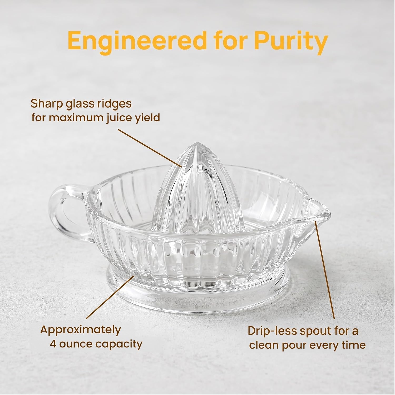 Glass Lemon Citrus Juicer Reamer, Heavyweight Glass