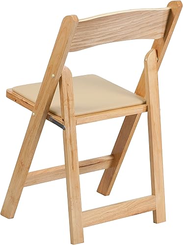 Miniatura 8 de EMMA + OLIVER Paquete de 2 sillas plegables de madera natural con asiento acolchado de vinilo