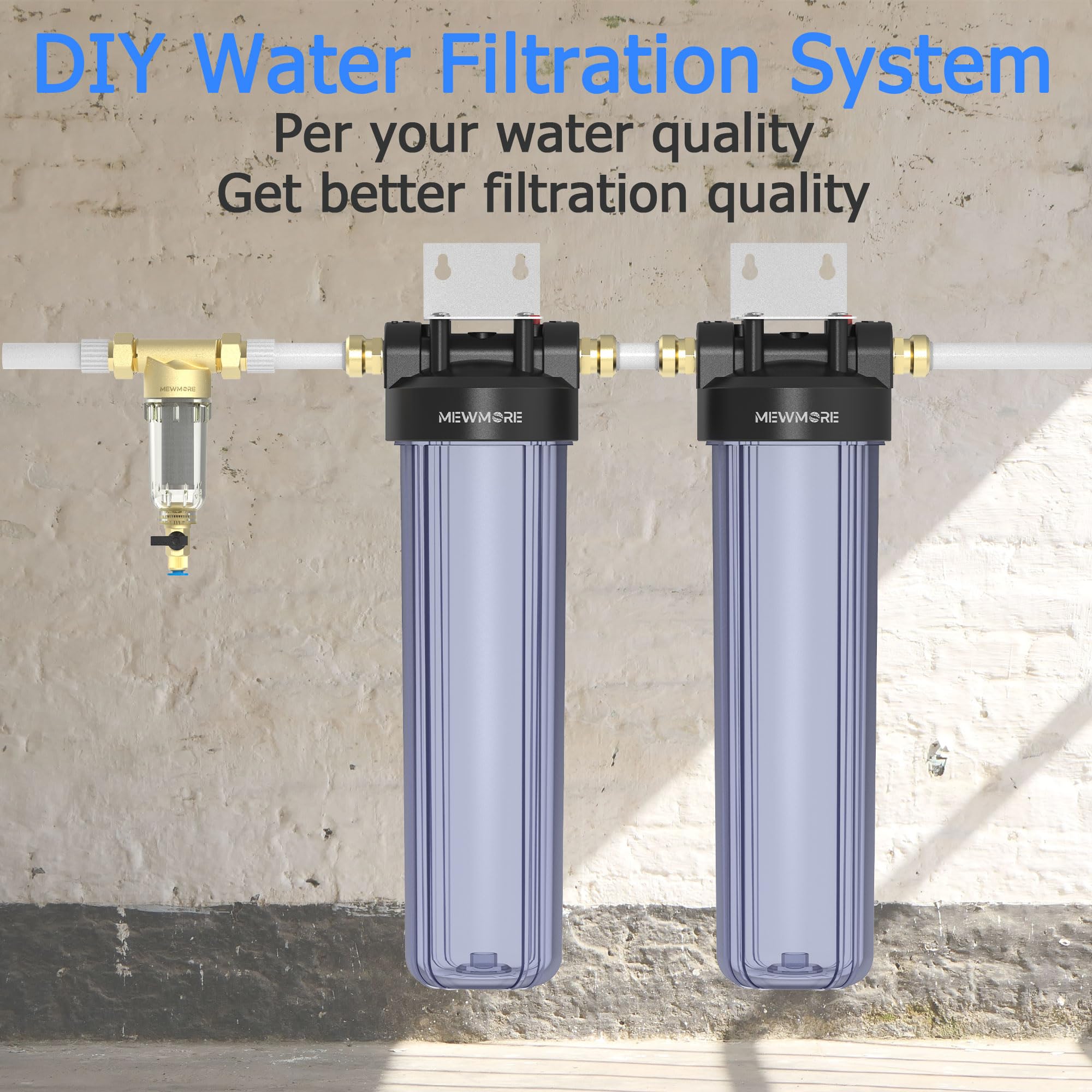 WHT20 - Carcasa de filtro de agua para toda la casa, compatible con filtros de sedimentos de 20 x 4.5 pulgadas para pozo y ciudad de agua, sistema de prefiltración para el hogar, puerto NPT de
