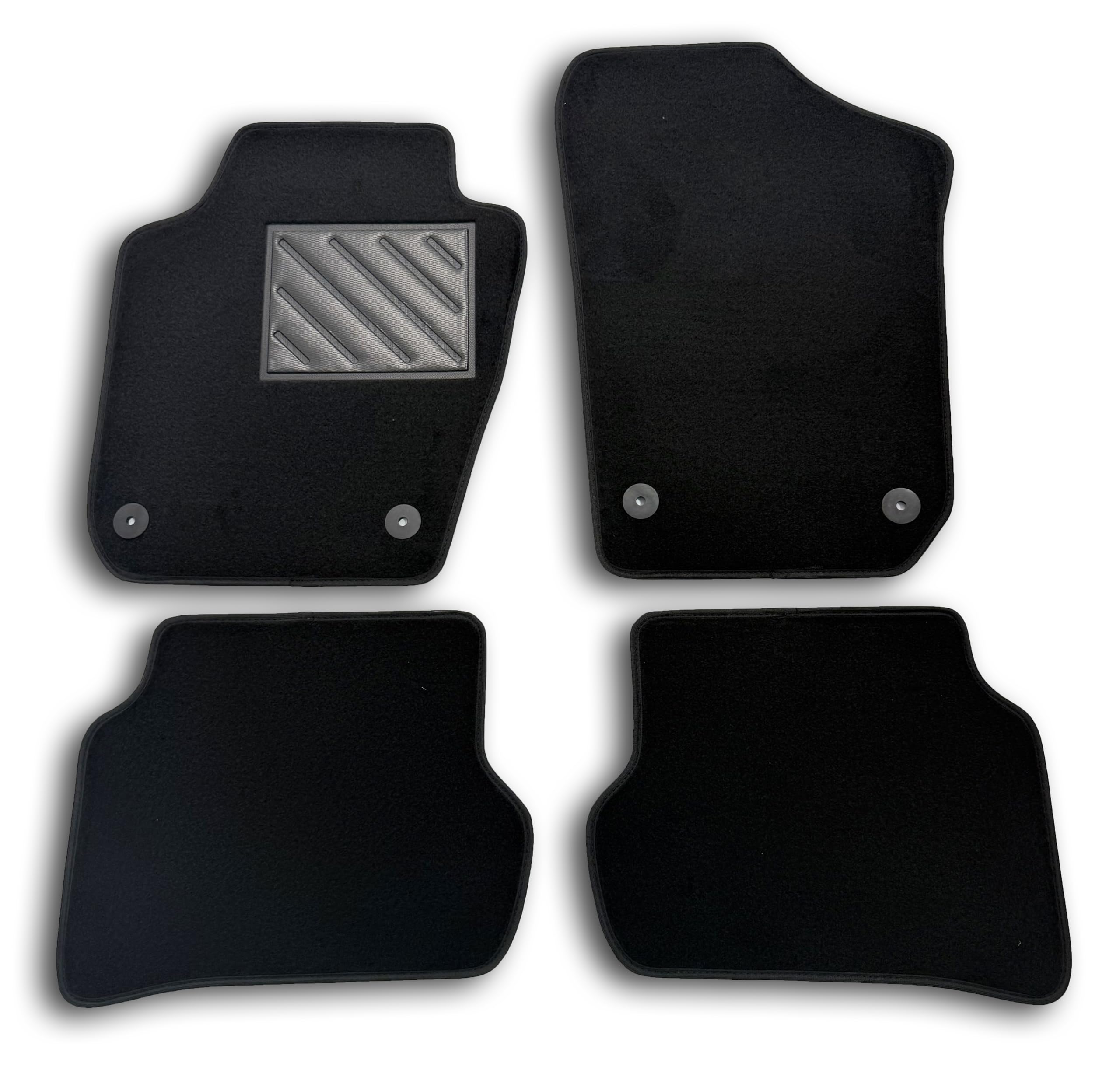 Alfombrillas para Seat Ibiza 6J 2008-2017 Round Fix A Medida, Antideslizantes, talonera de Goma Reforzada, Botones de fijación