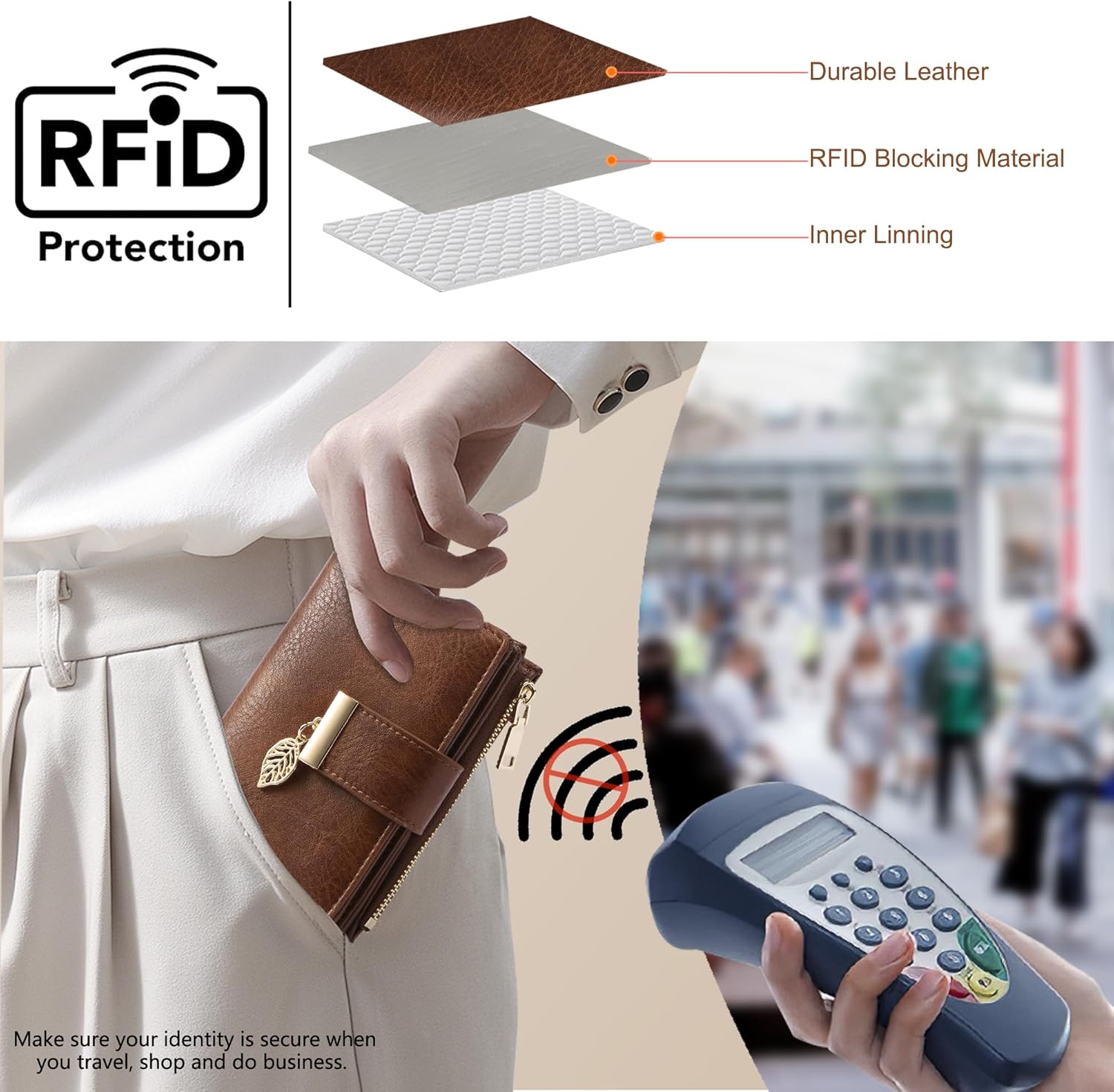 Small Wallet Women RFID Blocking Leather Bifold Wallet Credit Card Holder for Women Ladies Compact Wallet Mini Purse With Zipper Pocket - Image 5