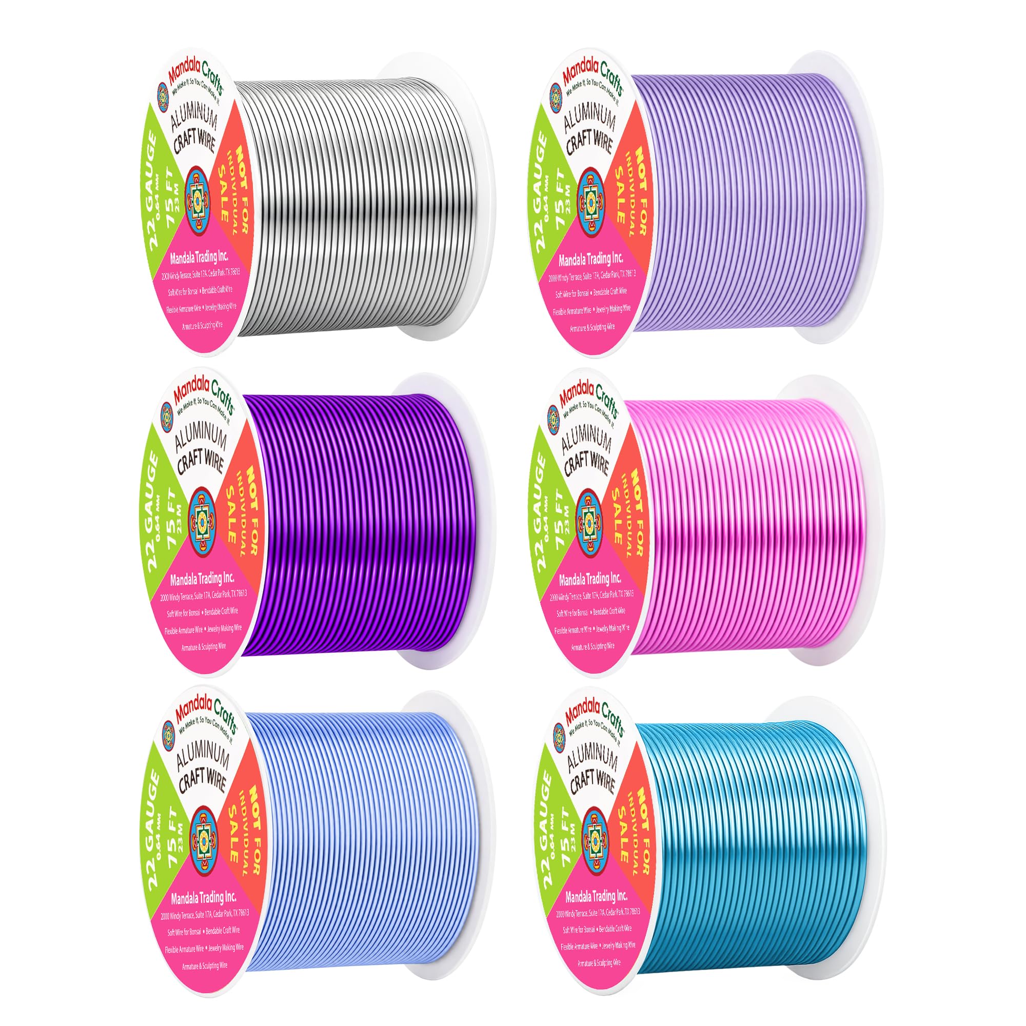 Mandala Crafts 22 GA Turquoise Pink Assorted Anodized Aluminum Craft Wire