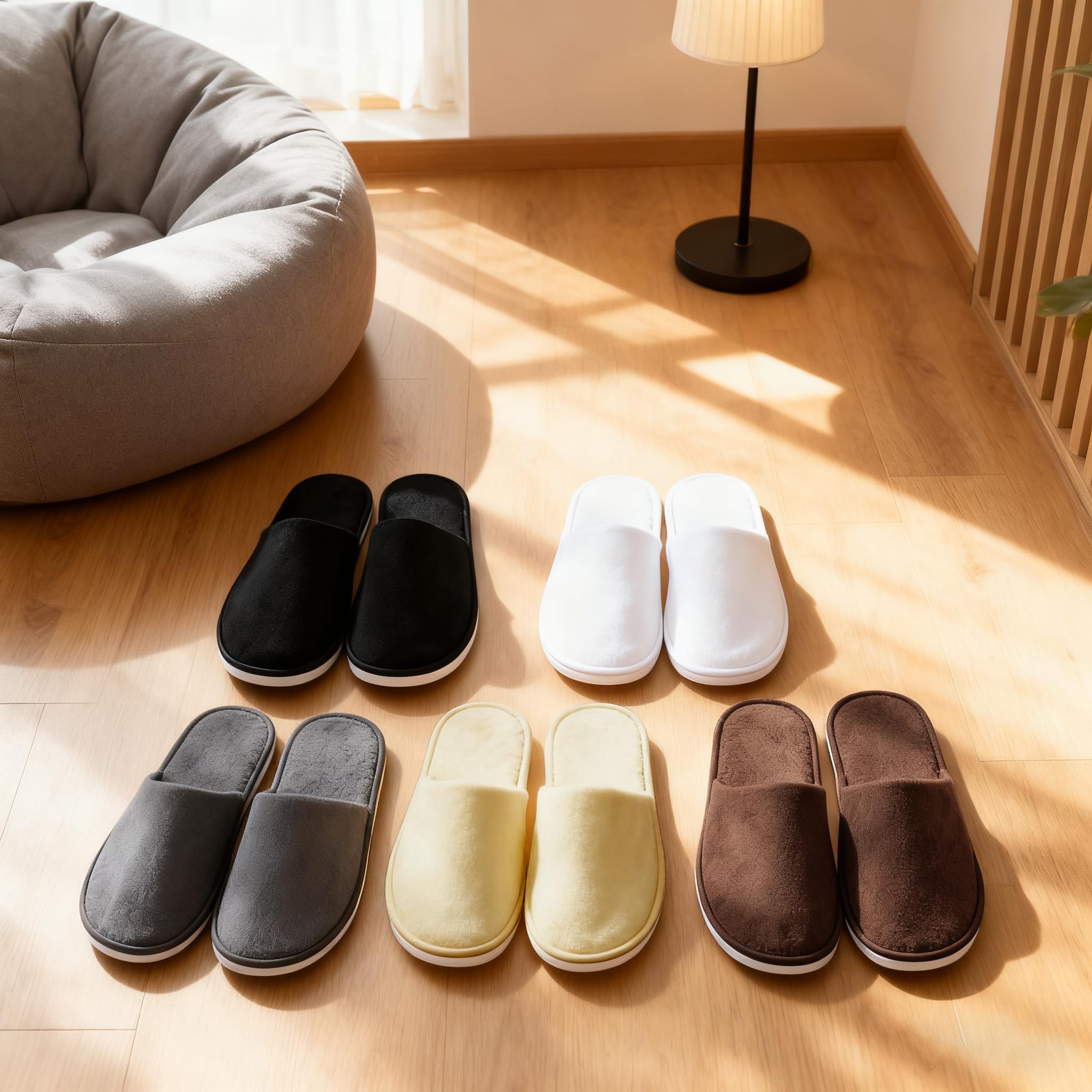 10 Pairs Disposable Cotton Velvet Closed Toe Spa Slippers
