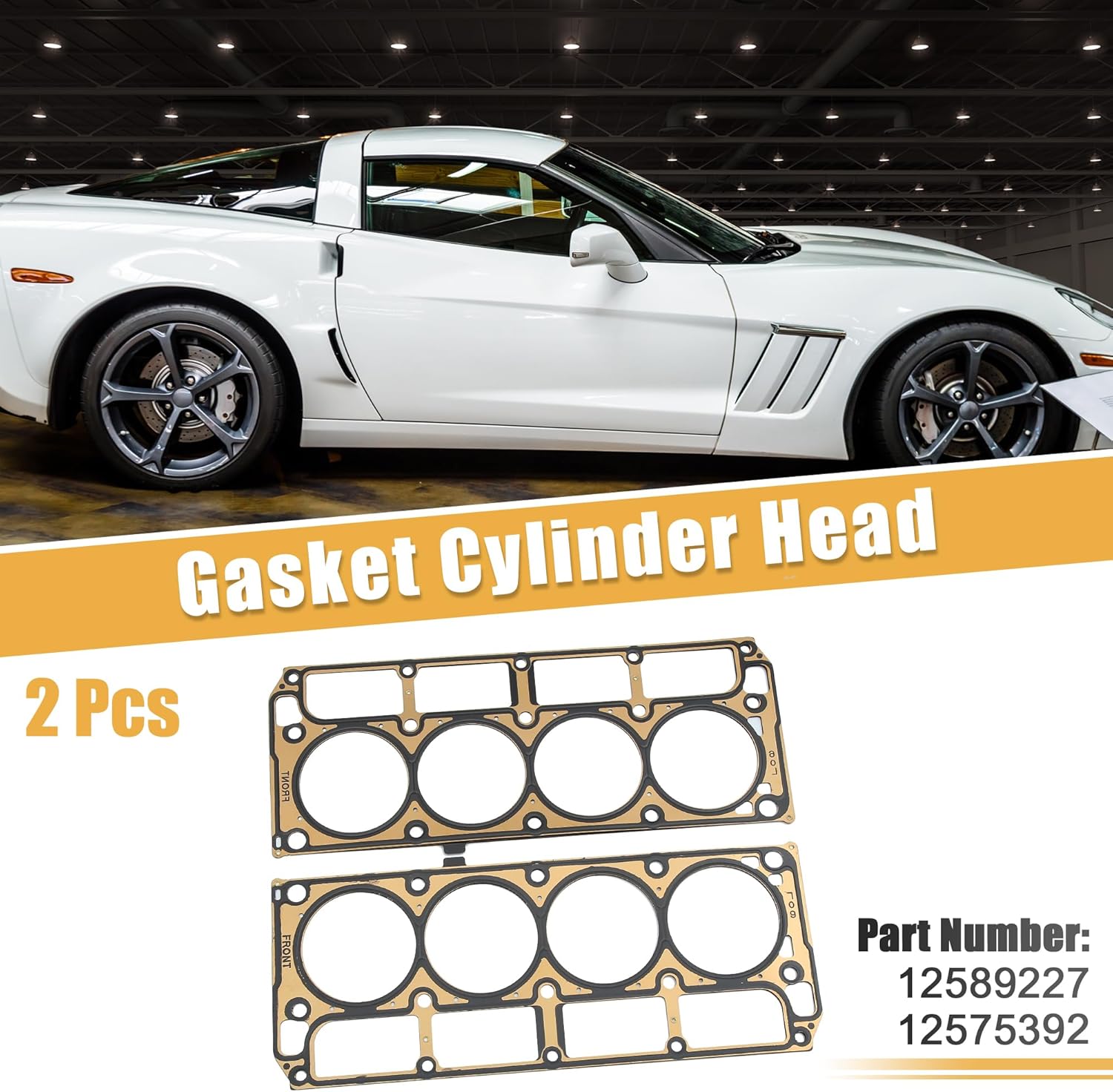 X AUTOHAUX 2Pcs Engine Cylinder Head Gasket for Cadillac CTS 2006-2007 for Hummer H2 2003-2007 Gasket Cylinder Head for Engine 6.0L, 6.2L, 7.0L. 8 CYLINDER Replace 12569365 12575392