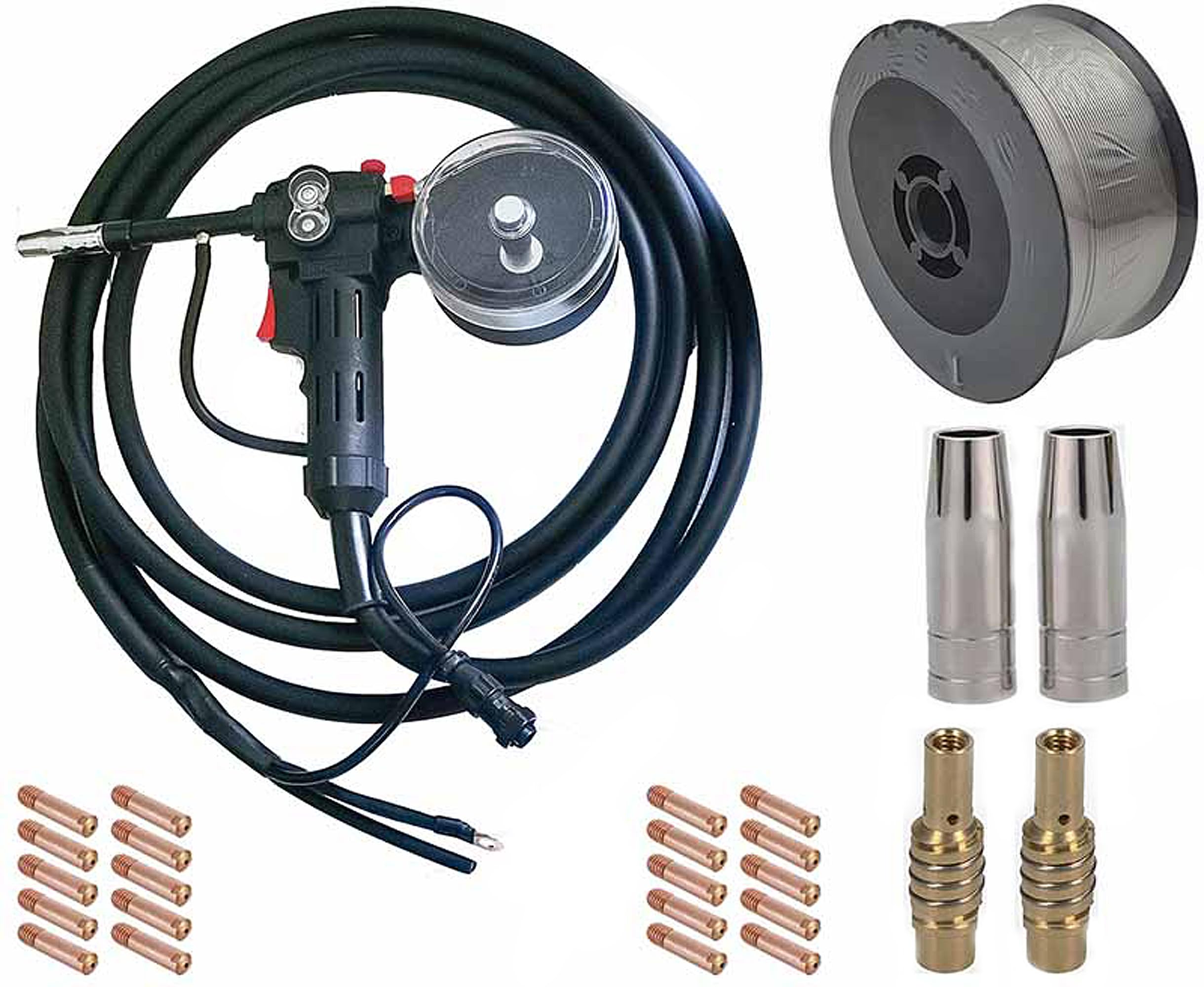 HQHAOTWU Spool Gun Aluminum Welding Spool Gun Fits Miller 210 Spoolmate 3035(5M Cable, DC24V) Aluminum Welding Torch Welder Tool with 20PCS Conductive Nozzles