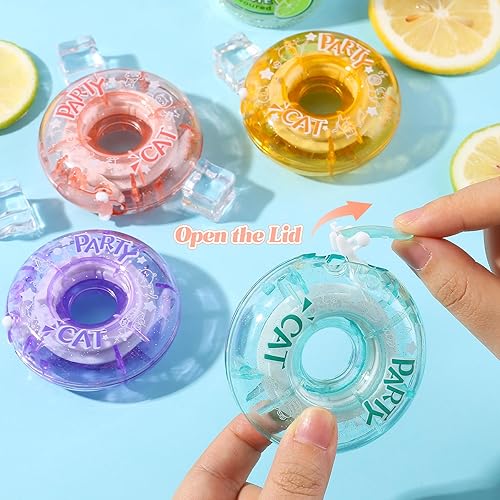 Miniatura 4 de Paquete de 4 cintas de corrección blancas, cinta de corrección de anillo de natación, cinta blanca de dibujos animados Kawaii para estudiantes,