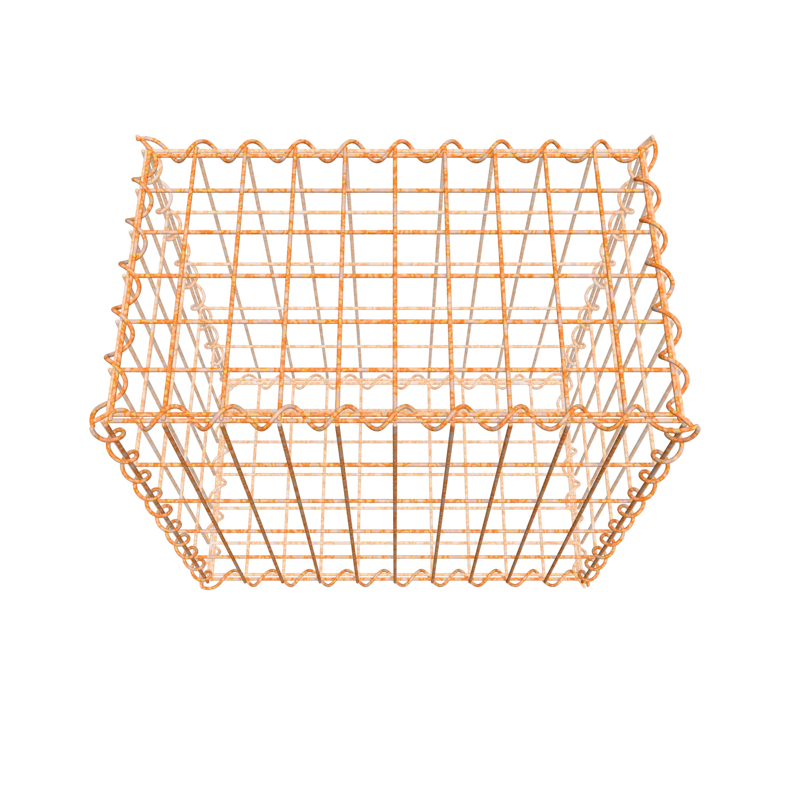 Rostige Gabione 50 cm x 50 cm x 30 cm (L x H x T), Maschenweite 5 cm x 10 cm, Spirale