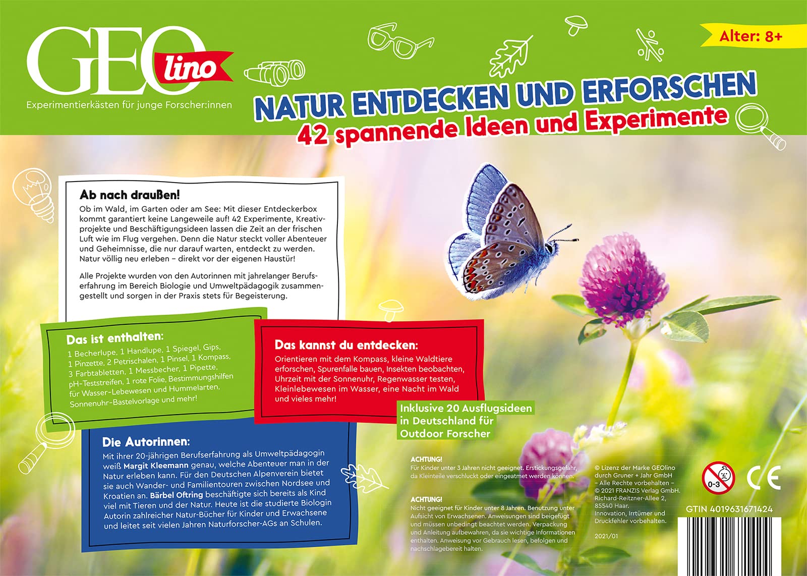 Franzis 67142 - GEOlino Natur entdecken und erforschen - Experimentierkasten mit 42 spannenden Ideen und Experimenten für Kinder ab 8 Jahren, inkl. 60-seitigem Handbuch mit Anleitungen und Zubehör