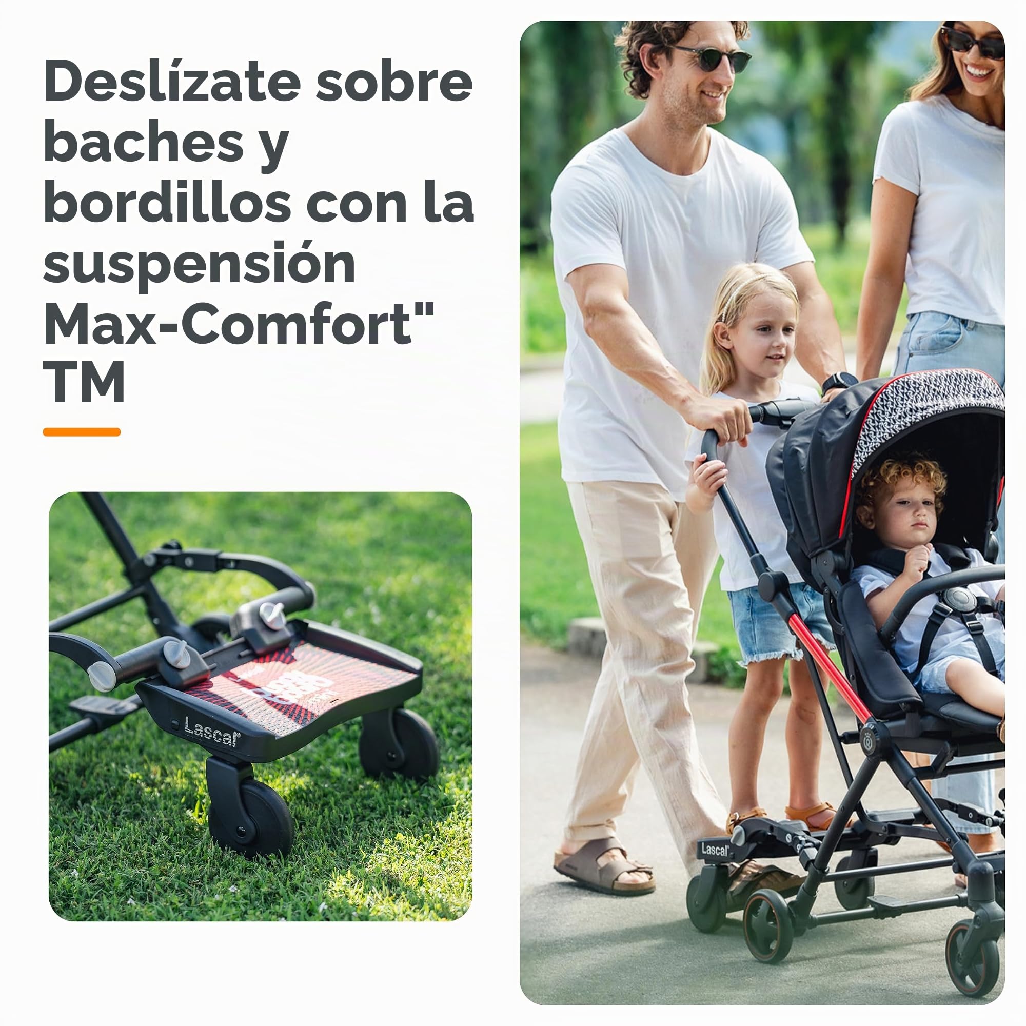 Lascal BuggyBoard Mini Plataforma con ruedas para carrito infantil, accesorio para niños de 2 a 6 años (22 kg), compatible con casi todas las sillitas de paseo, negro