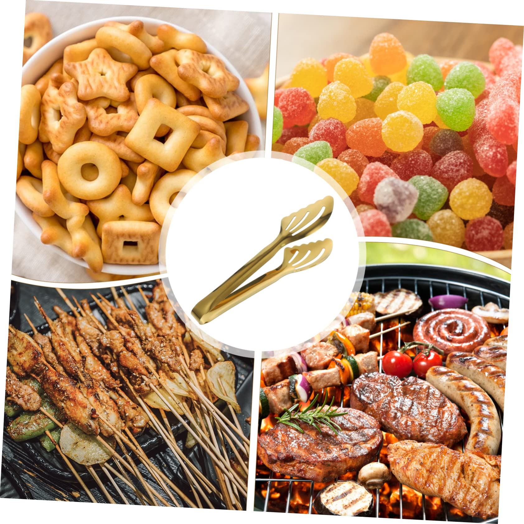 Ciieeo Buffet Food Tongs Ergonomic Stainless Steel Dessert Clip Compact Serving Utensils for Bread Appetizers and Outdoor Activities Easy to Use and Store