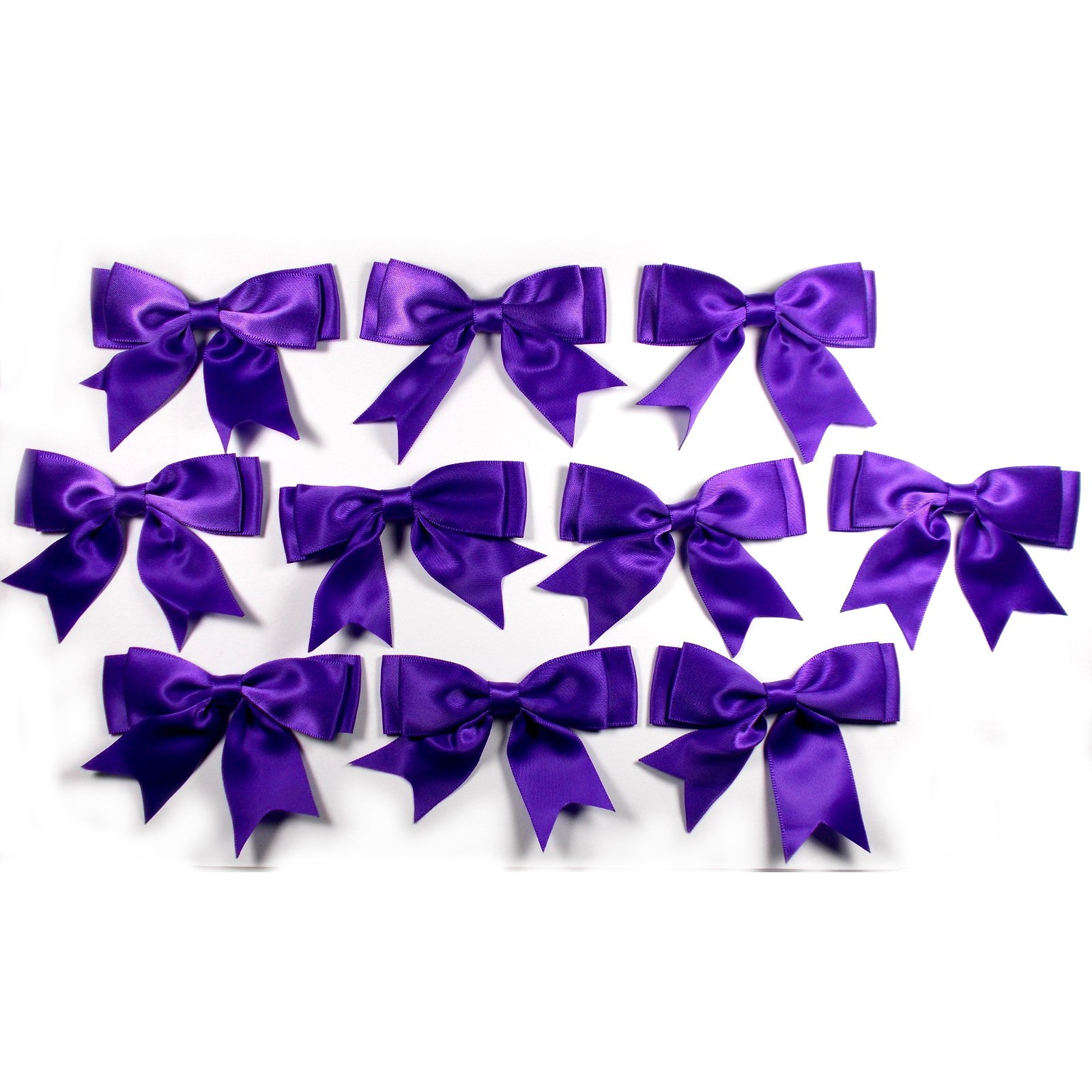Large Satin Ribbon Double Bows 8cm Wide Pack of 10 (Purple)