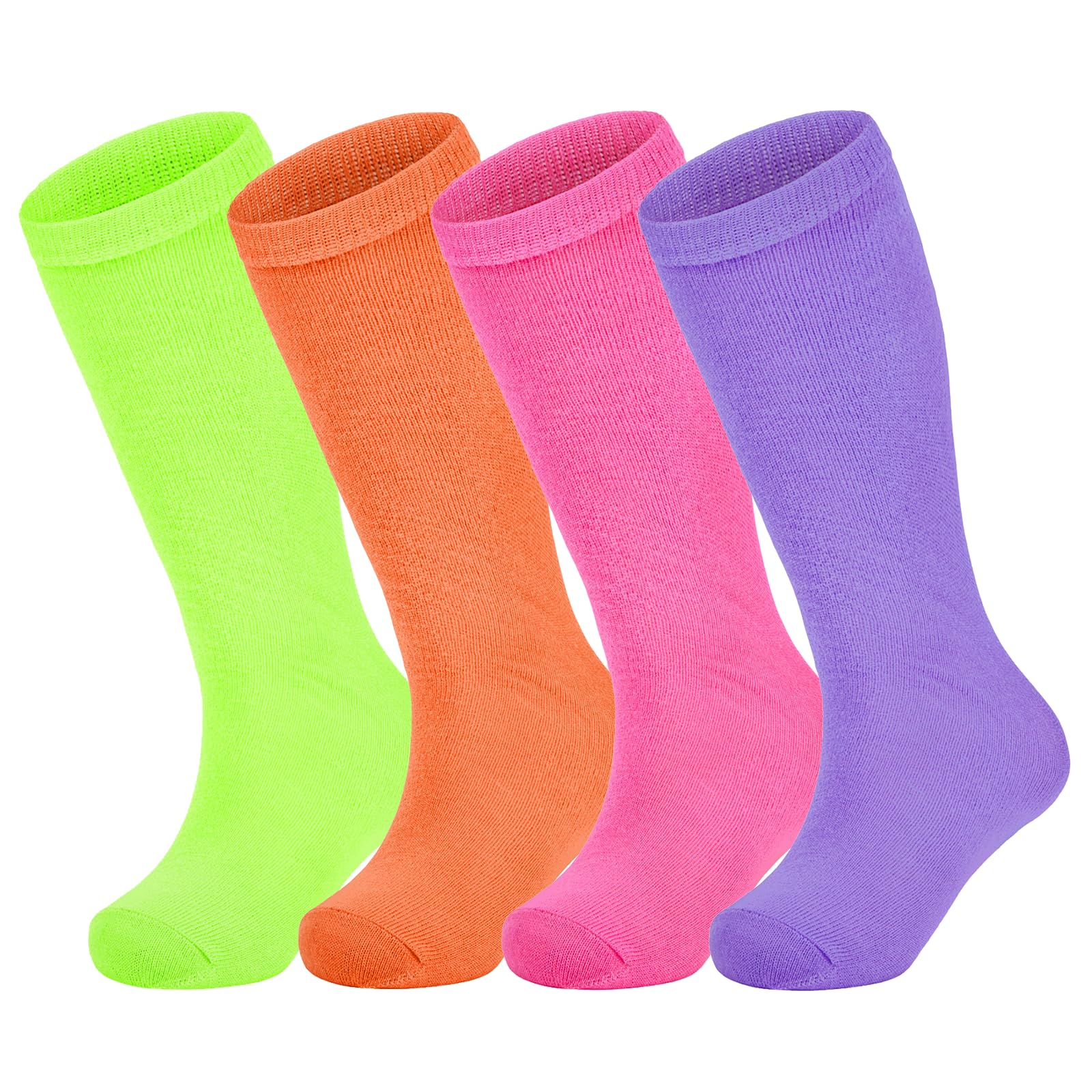 American Trends 4 Pairs Toddler Soccer Socks Kids Soccer Socks Youth Football Socks Toddler Knee High Socks Girls Boys