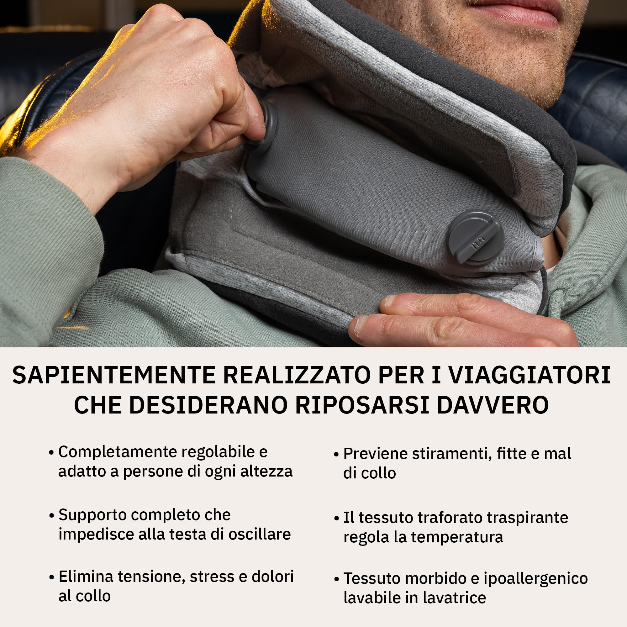 Trtl Travel Pillow Plus Grigio | Cuscino da viaggio regolabile in altezza | Per viaggiare comodamente in aereo, auto e autobus | Sistema di supporto unico | Salvaspazio