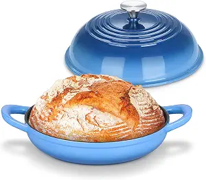 Dutch Oven for Bread Baking, 5.5QT Enameled Cast Iron Pot with Lid, Blue