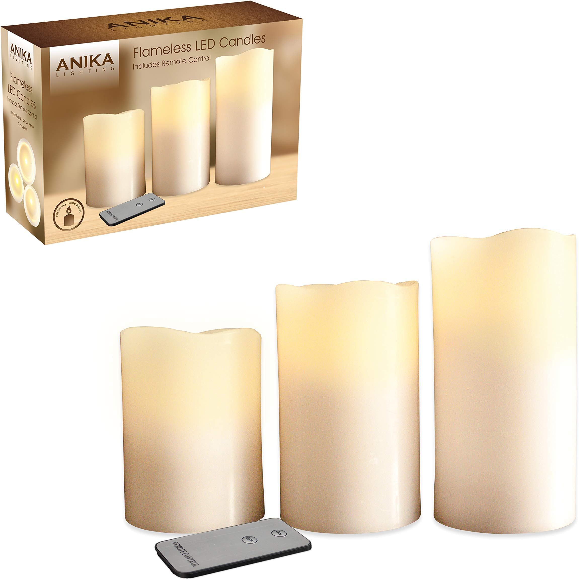 Anika 3pc Flameless LED Candles ~ Remote Control ~ Warm White ~ 76220