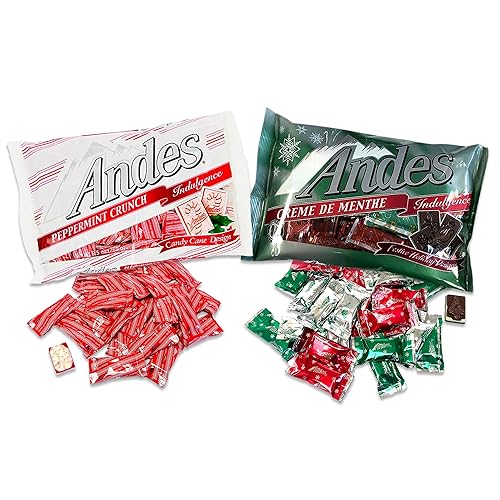 Mentas Andes Indulgence Crunch Indulgence y Creme De Menthe Indulgence Variedad de 2 unidades, mentas envueltas individualmente, caramelo de