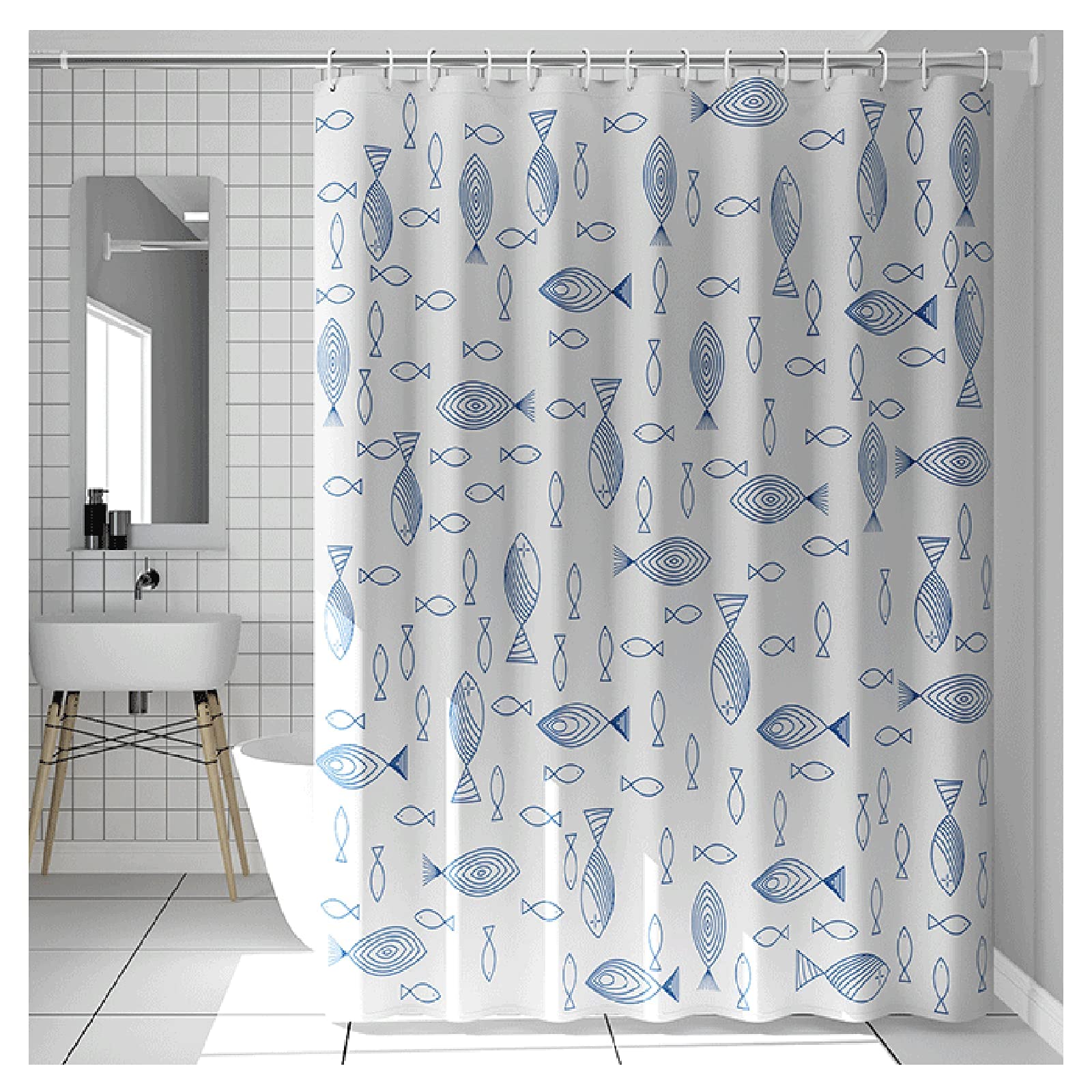 Rideau de douche imperméable et polyvalent 240x200cm pour séparation de salle de bain