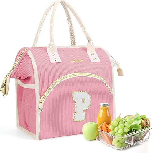Miniatura 37 de Lonchera térmica reutilizable para mujer, lonchera con iniciales preparatorias, a prueba de fugas, grandes bolsas para el almuerzo para adultos,