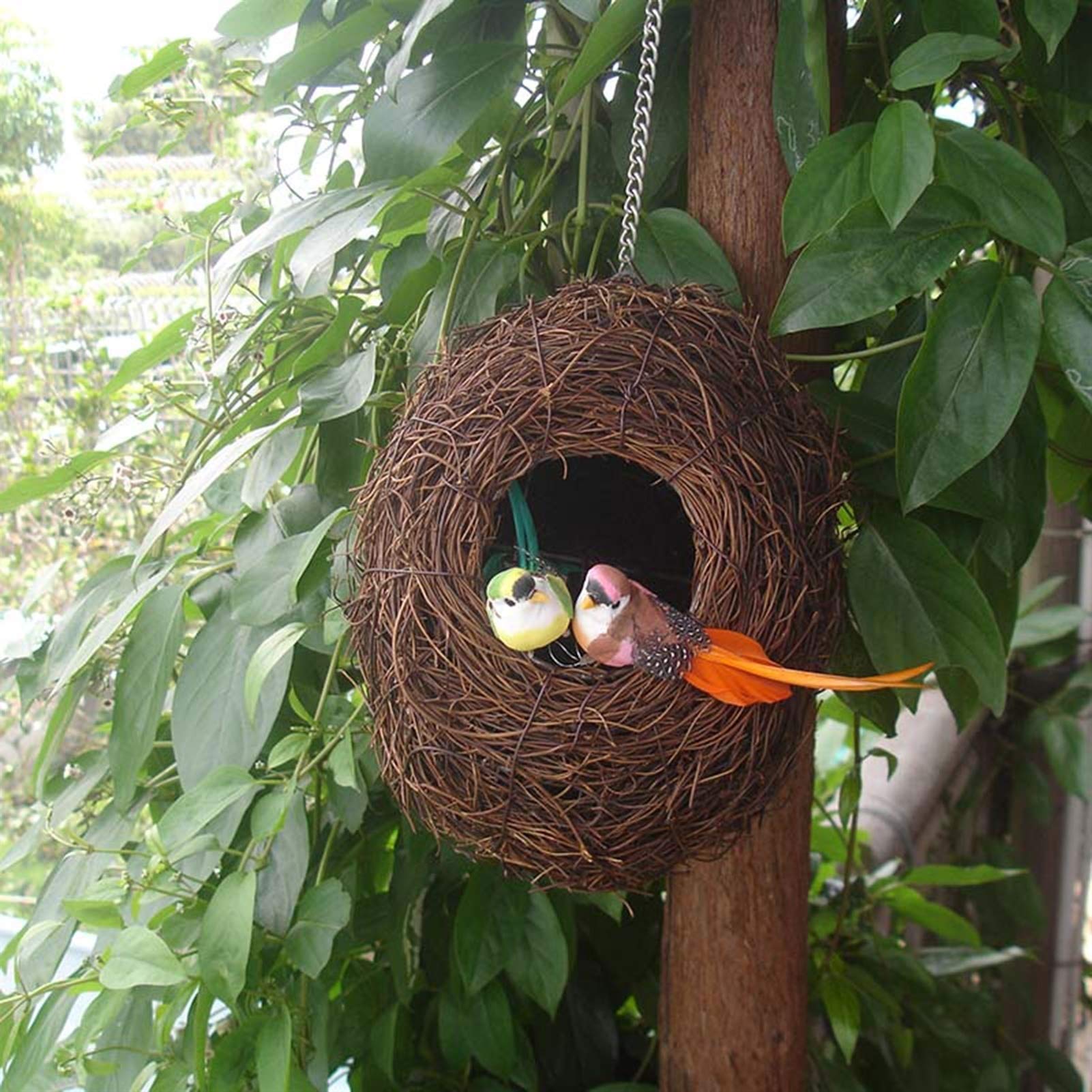 Nidos para PáJaros El Nido de Aves de Tejido a Mano con la Cuerda de Cadena se Puede Colgar en Las Ramas del jardín, la Jaula de pájaros para Mantenerse Caliente en Invierno, 20x15cm, 30x20cm