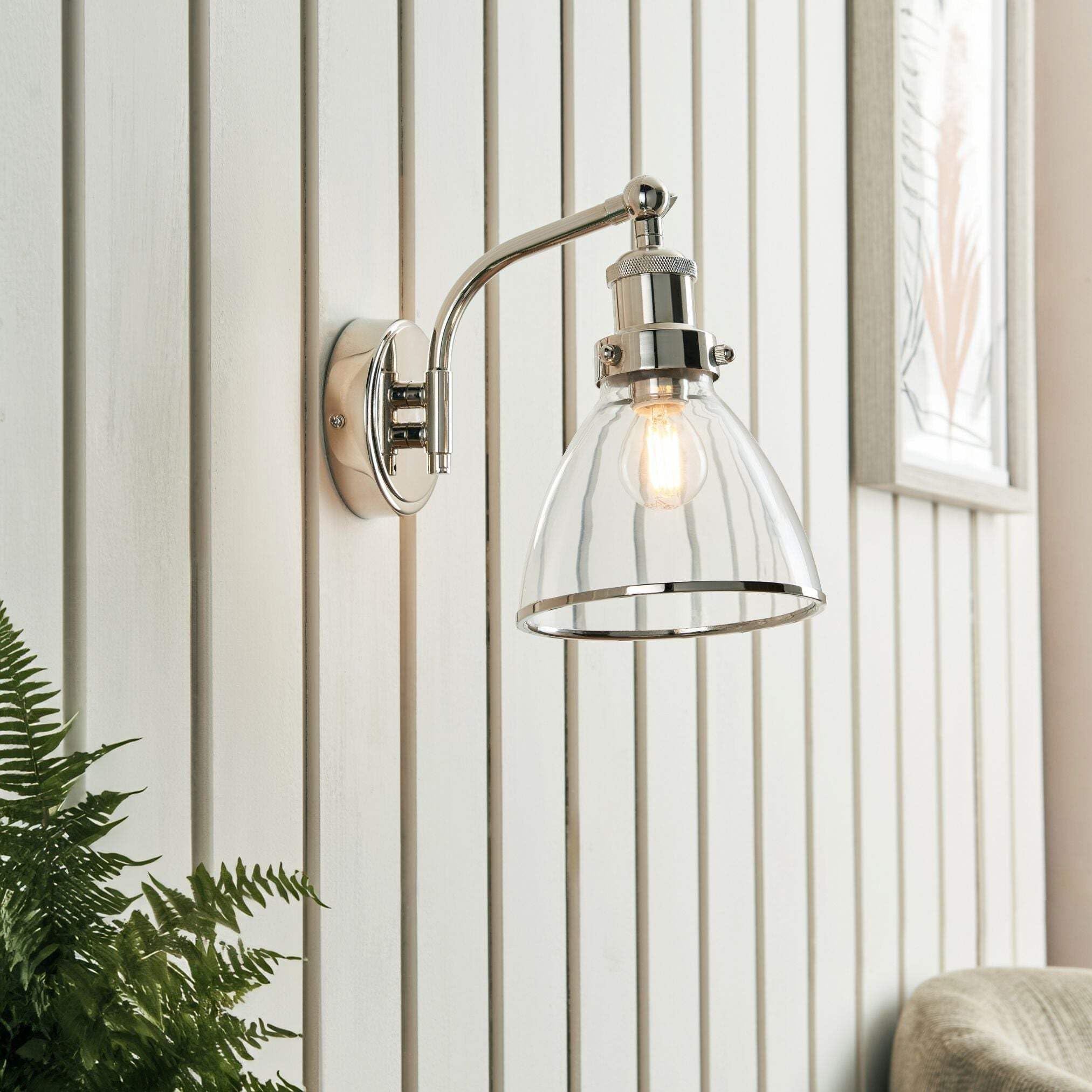 Pagazzi Polished Nickel Brunswick & Glass Wall Light