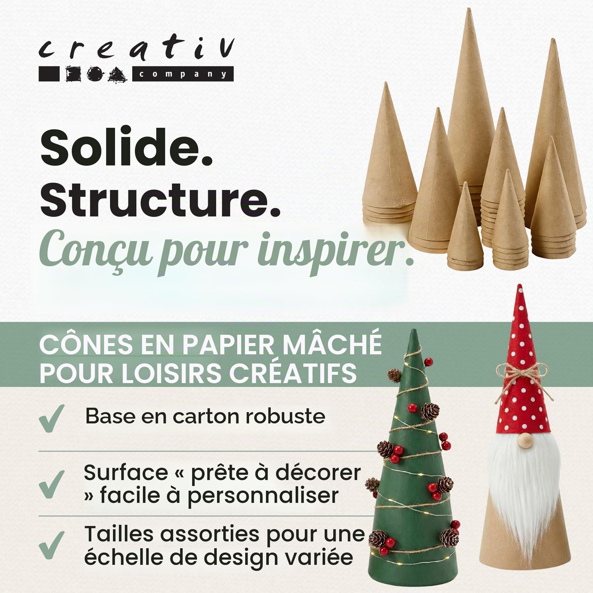 Creativ 26549 Lot de 50 cônes de 4 à 20 cm