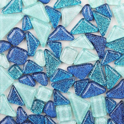 Azulejos de mosaico de colores mixtos de 7.05 oz brillantes piezas de mosaico de cristal de colores brillantes vidrieras a granel formas surtidas