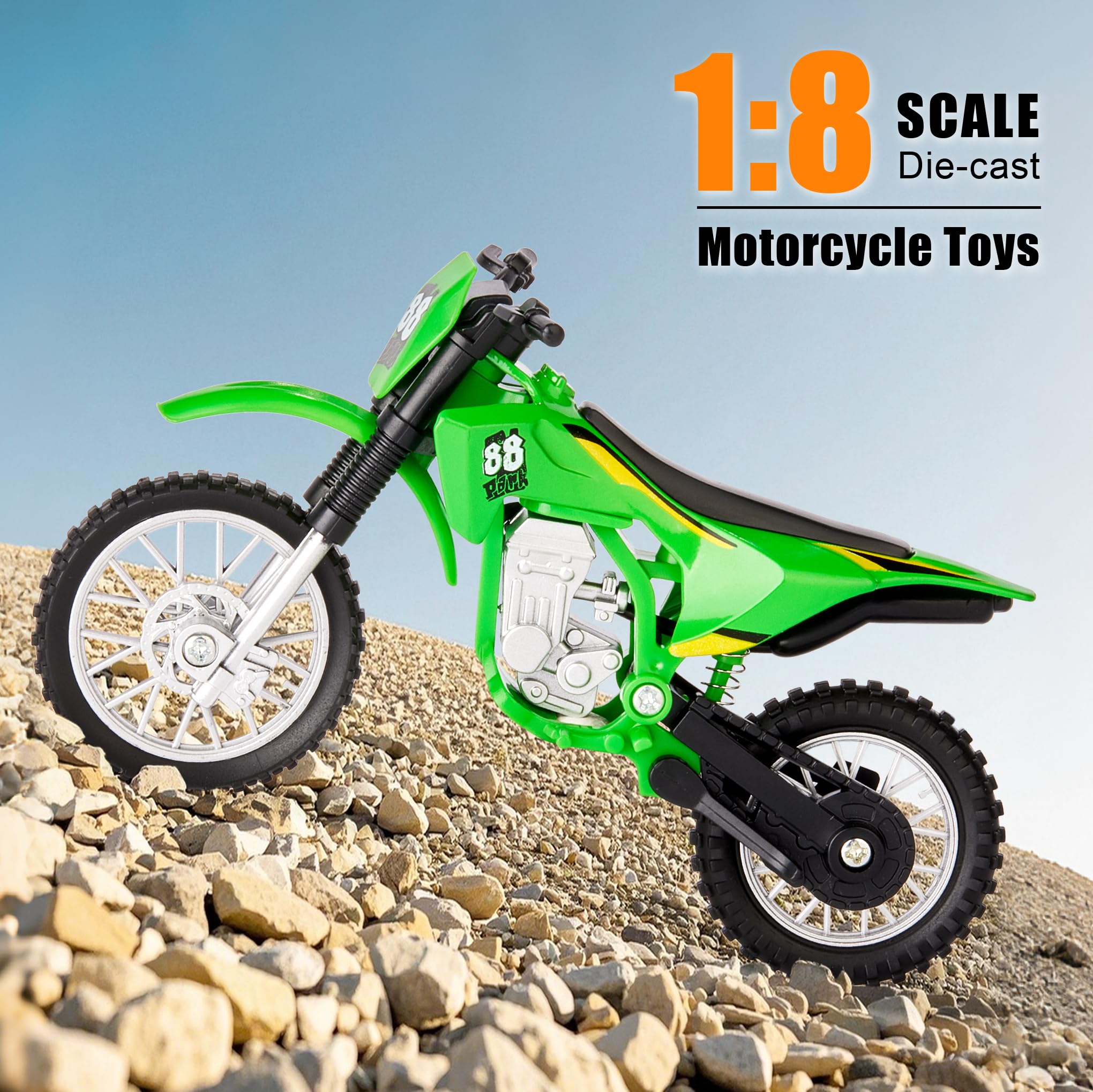 Amazon.com: gogogomoto Small Dirt Bike Toy Green, 1:8 Scale