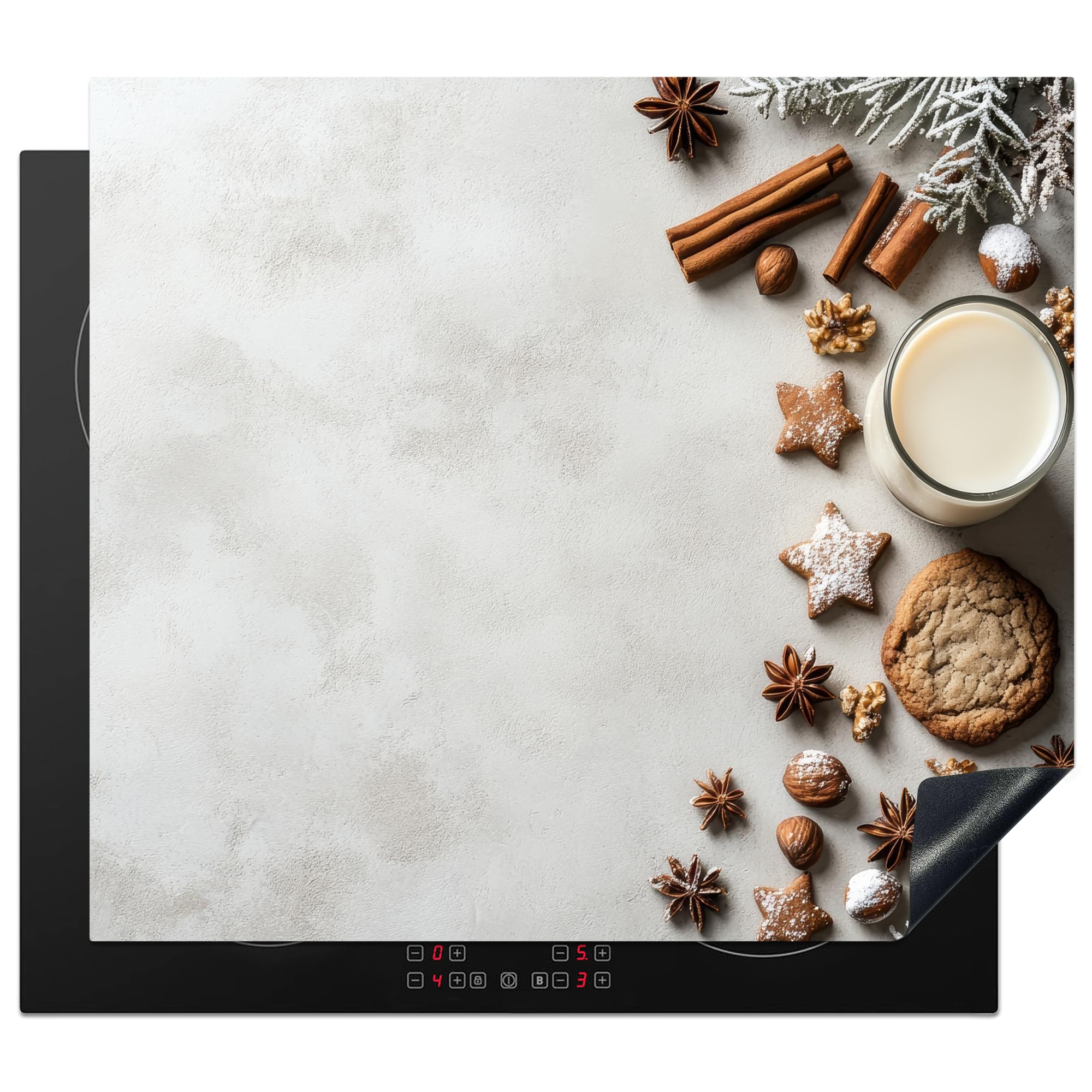 KitchenYeah© Induction Hob Cover Protector Mat 20.3"x22.7" / 57.6x51.6 cm Kitchen Universal Ceramic Covers for Electric Cookers Vinyl Baking - Cinnamon - Light - Winter — image 1